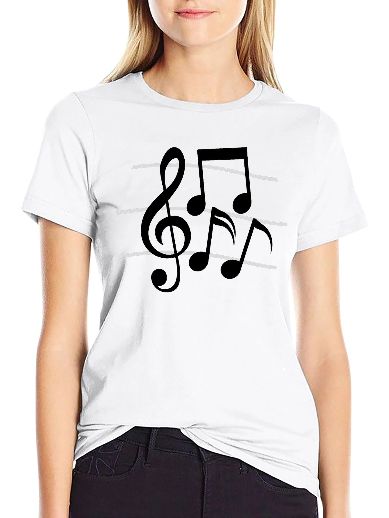 Musical Note Graphic Tee - Classic Black Cotton T-Shirt