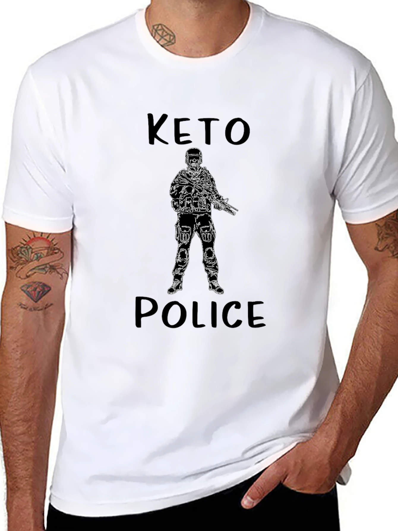 Keto Police Graphic T-Shirt - Black Crew Neck Tee