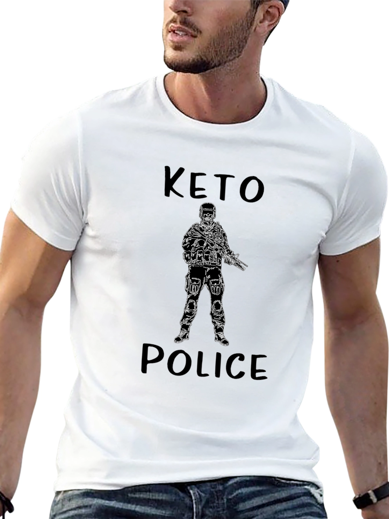 Keto Police Graphic T-Shirt - Black Crew Neck Tee