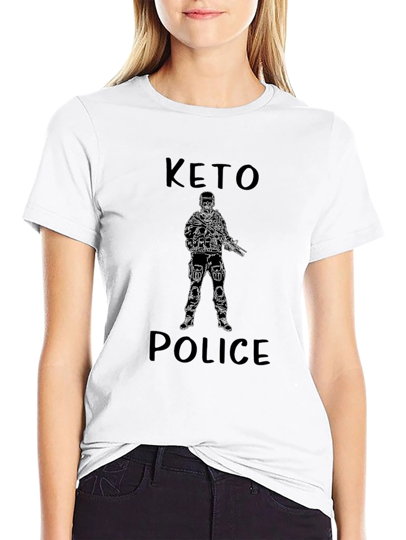 Keto Police Graphic T-Shirt - Black Crew Neck Tee