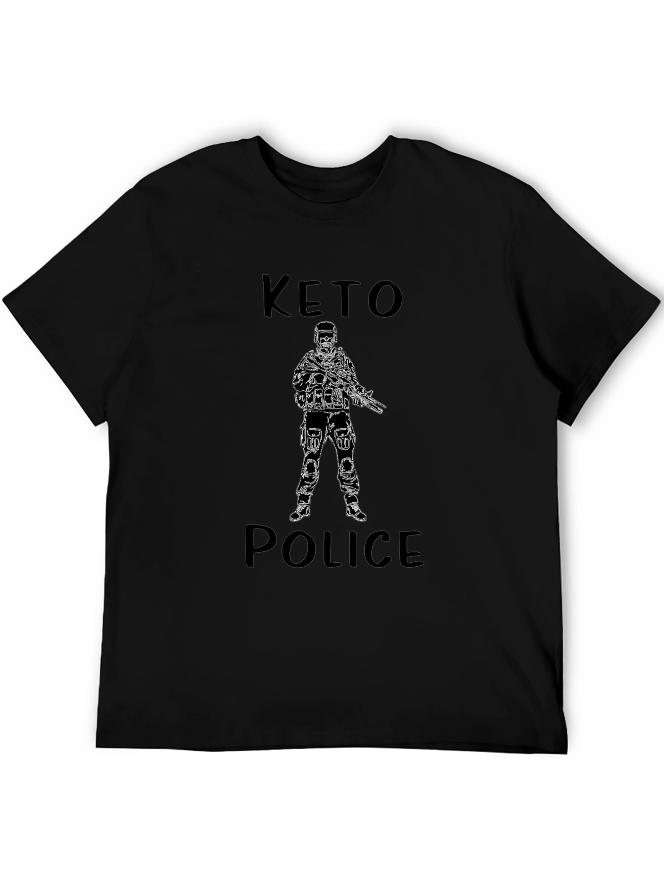 Keto Police Graphic T-Shirt - Black Crew Neck Tee