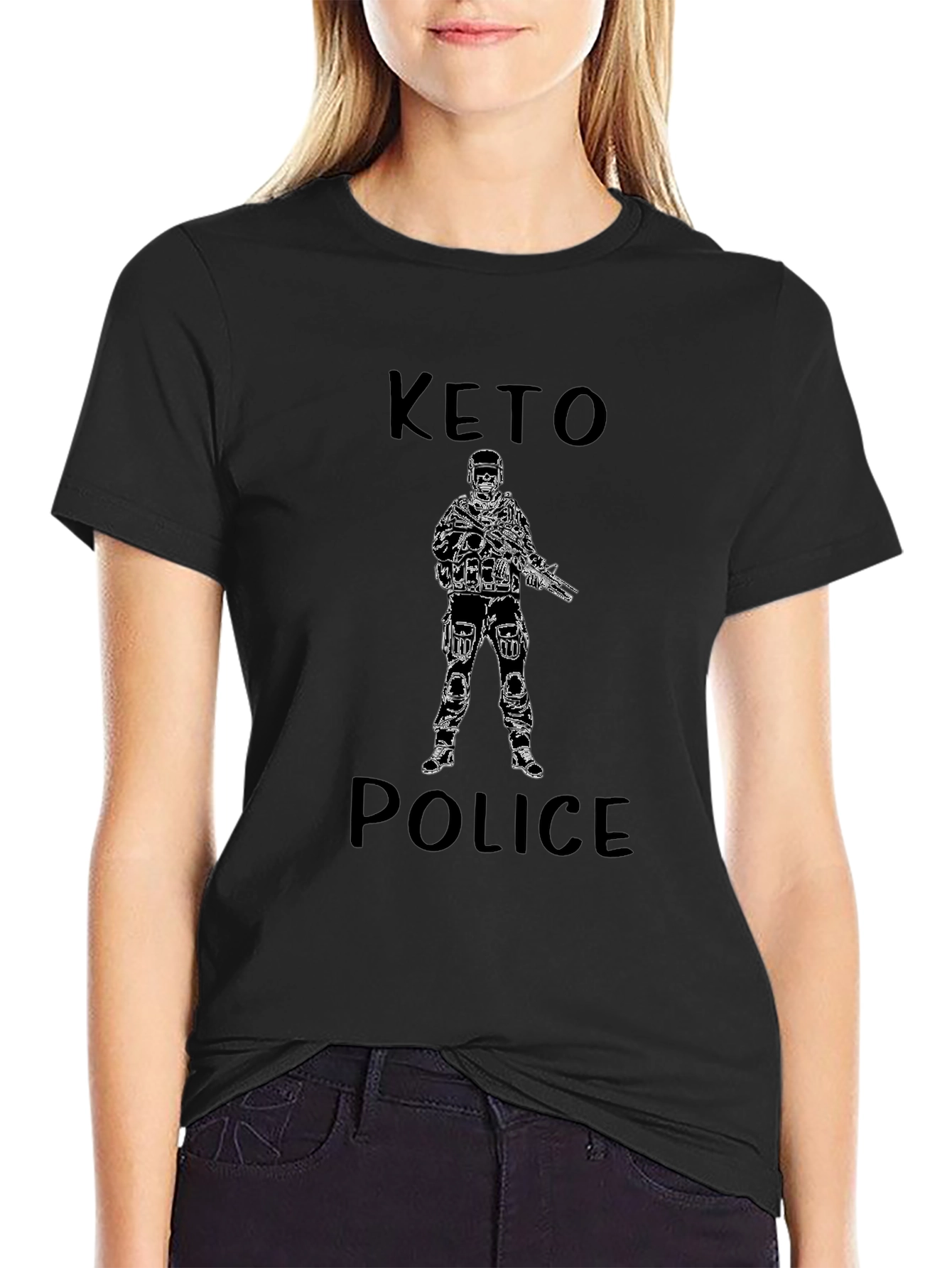 Keto Police Graphic T-Shirt - Black Crew Neck Tee