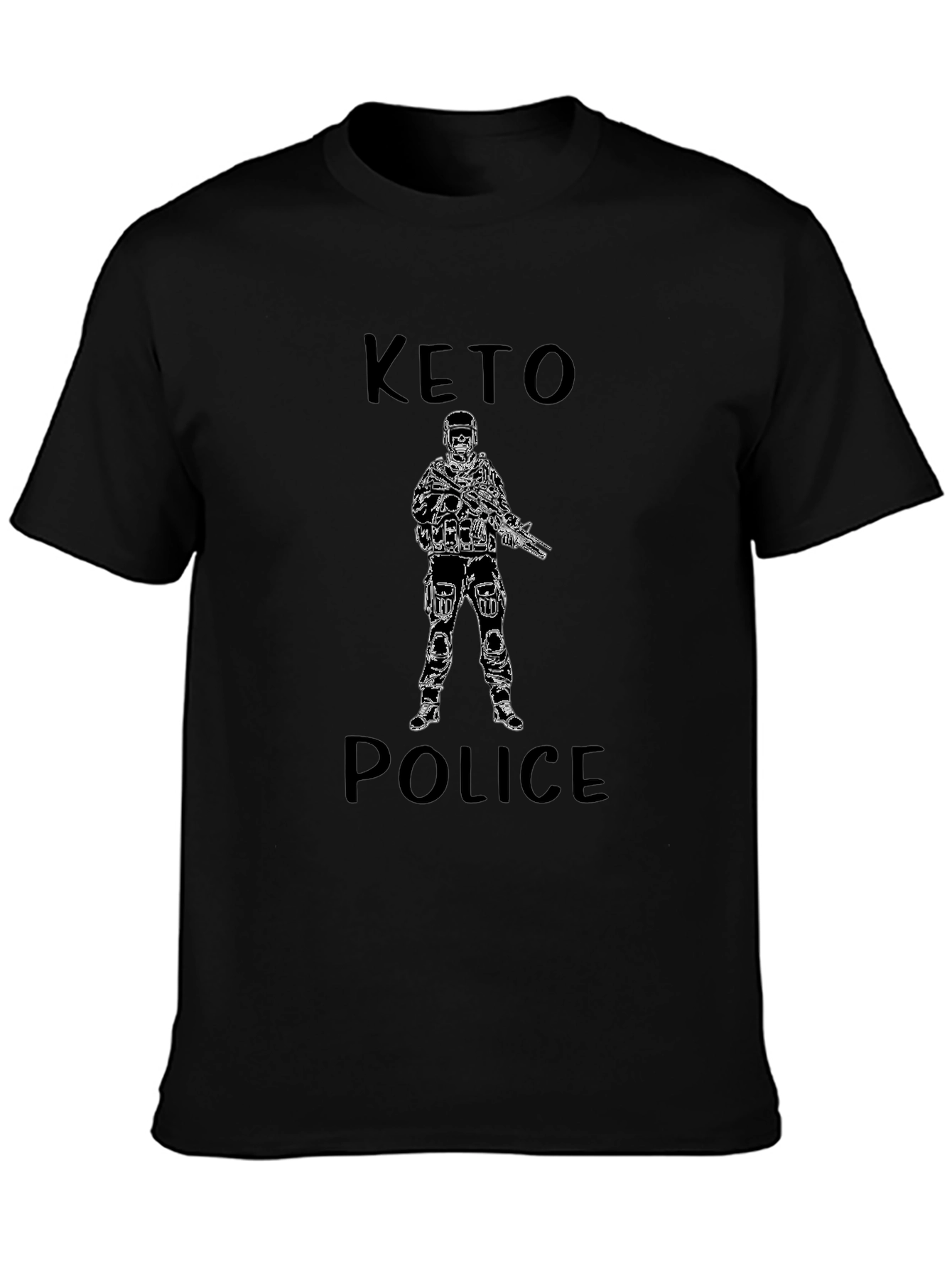 Keto Police Graphic T-Shirt - Black Crew Neck Tee