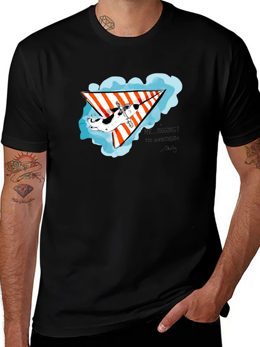 Hang Gliding Dog Black T-Shirt