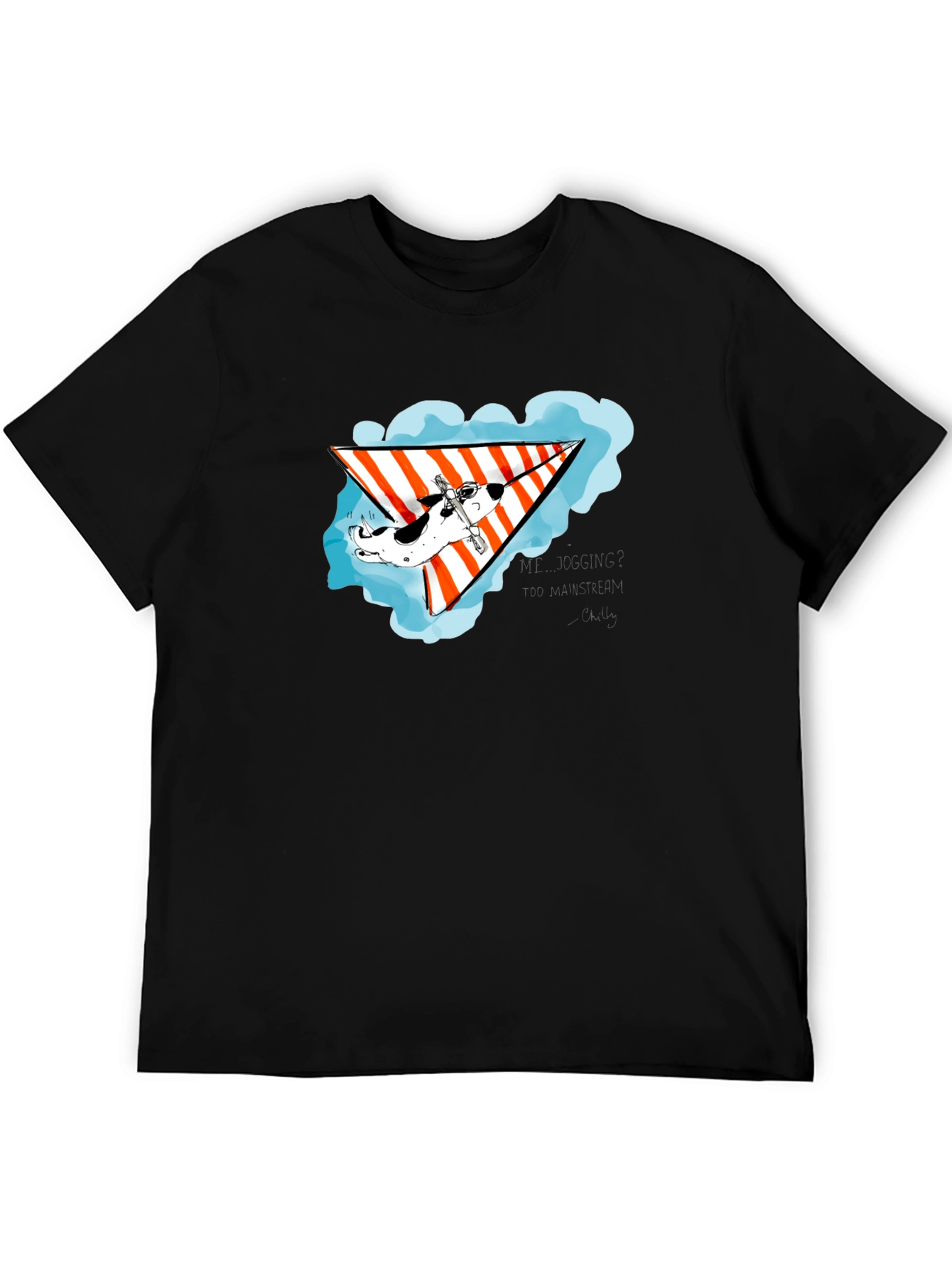Hang Gliding Dog Black T-Shirt