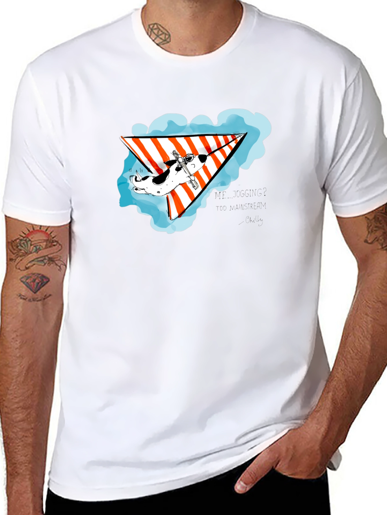 Hang Gliding Dog Black T-Shirt