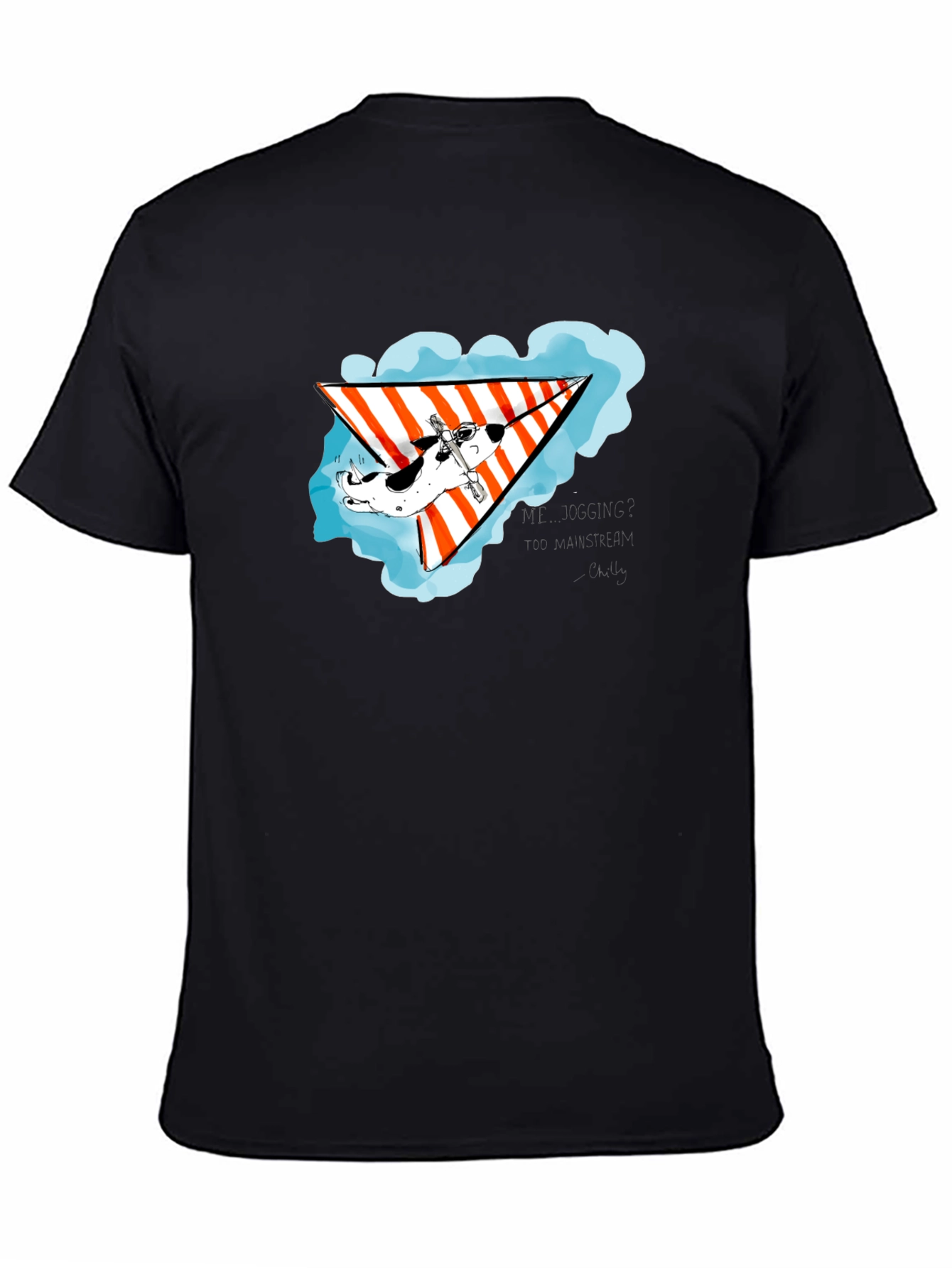Hang Gliding Dog Black T-Shirt