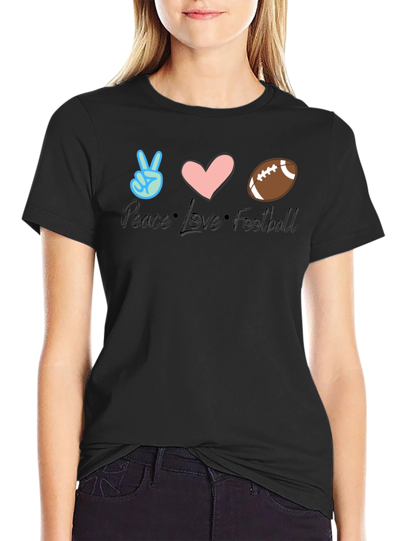 Peace Love Football T-Shirt - Game Day Comfort
