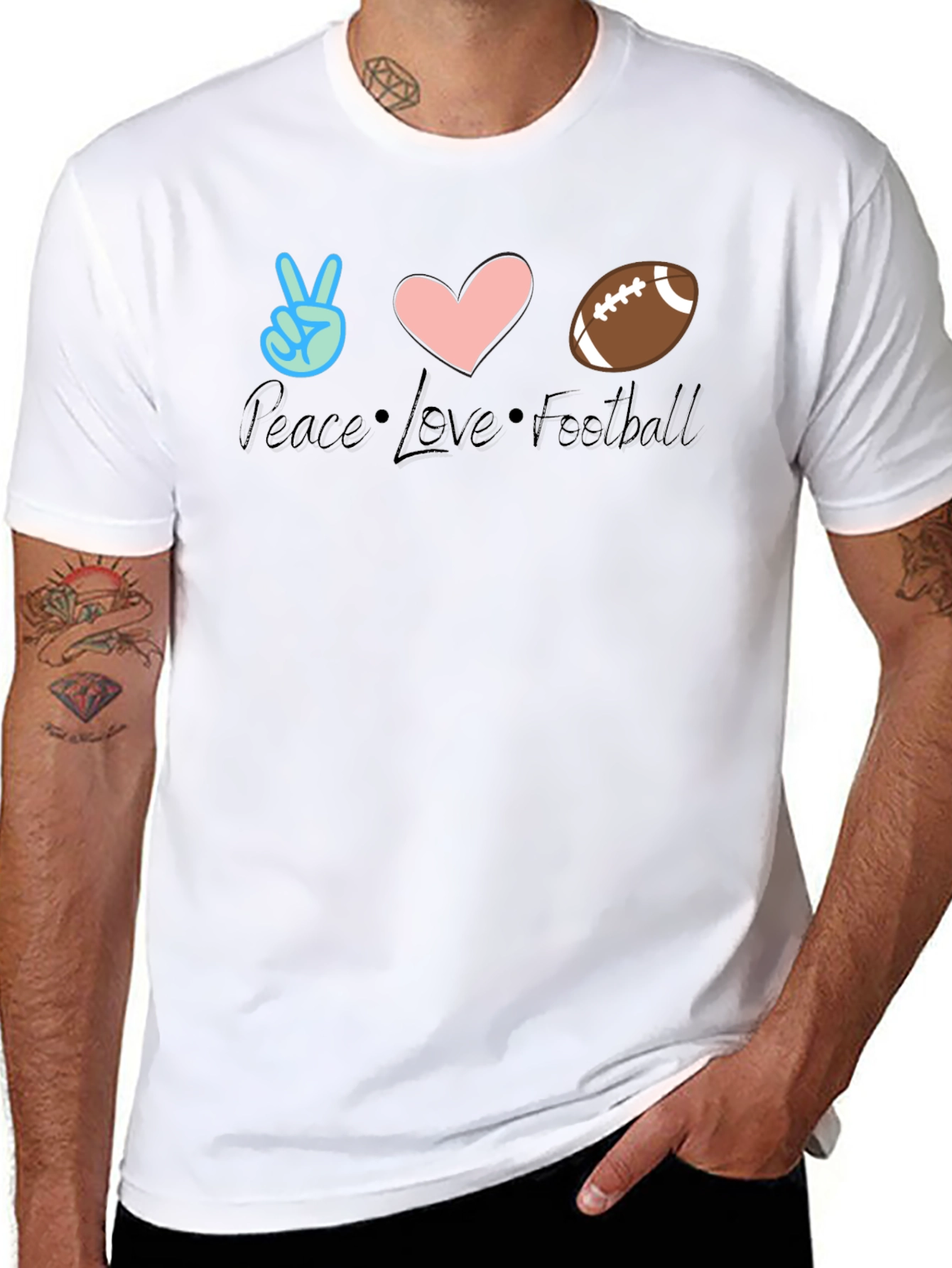 Peace Love Football T-Shirt - Game Day Comfort