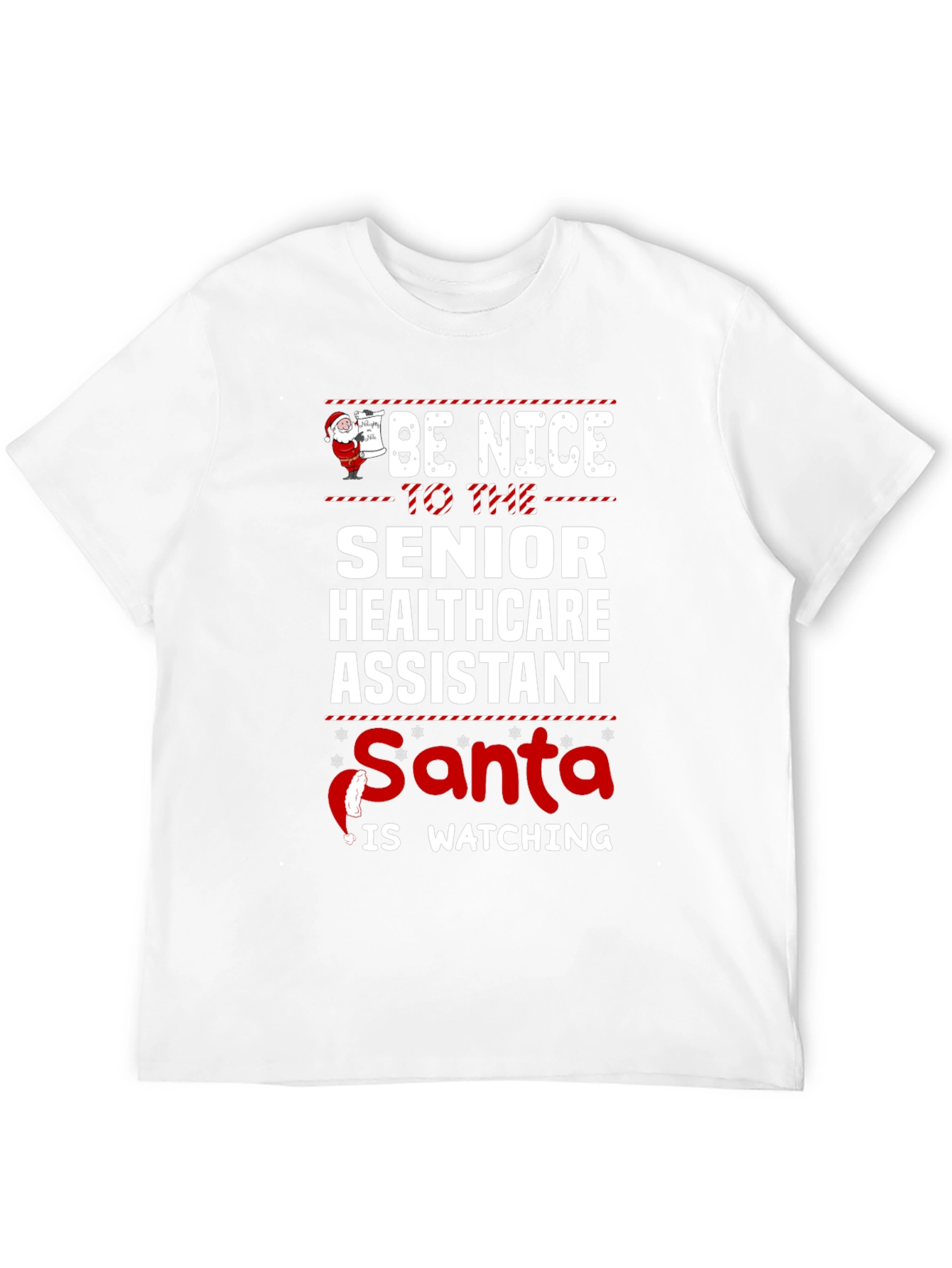Senior Healthcare Assistant Santa Watching T-Shirt