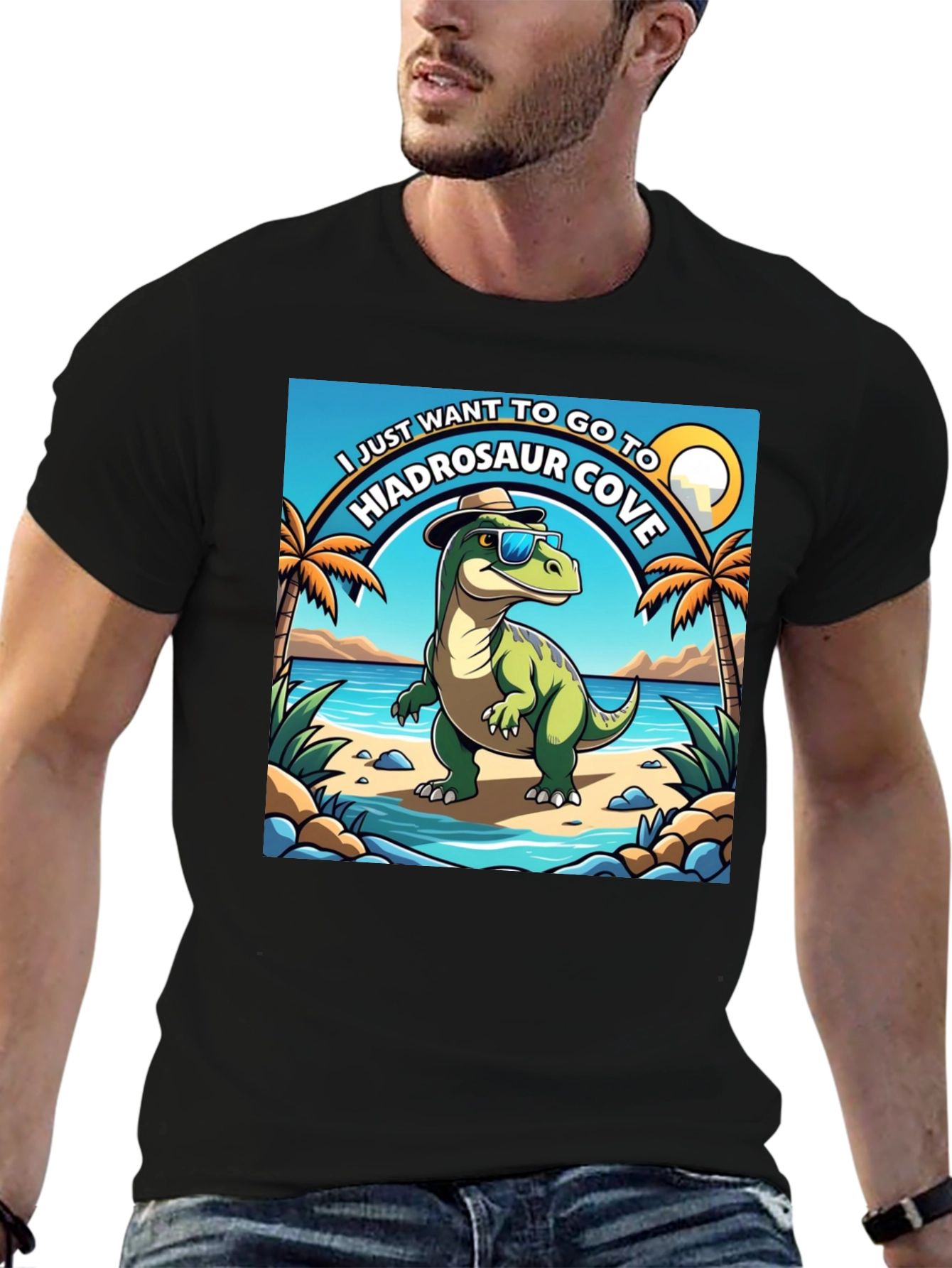 Hiadrosaur Cove T-Shirt: Dinosaur Beach Vacation Tee