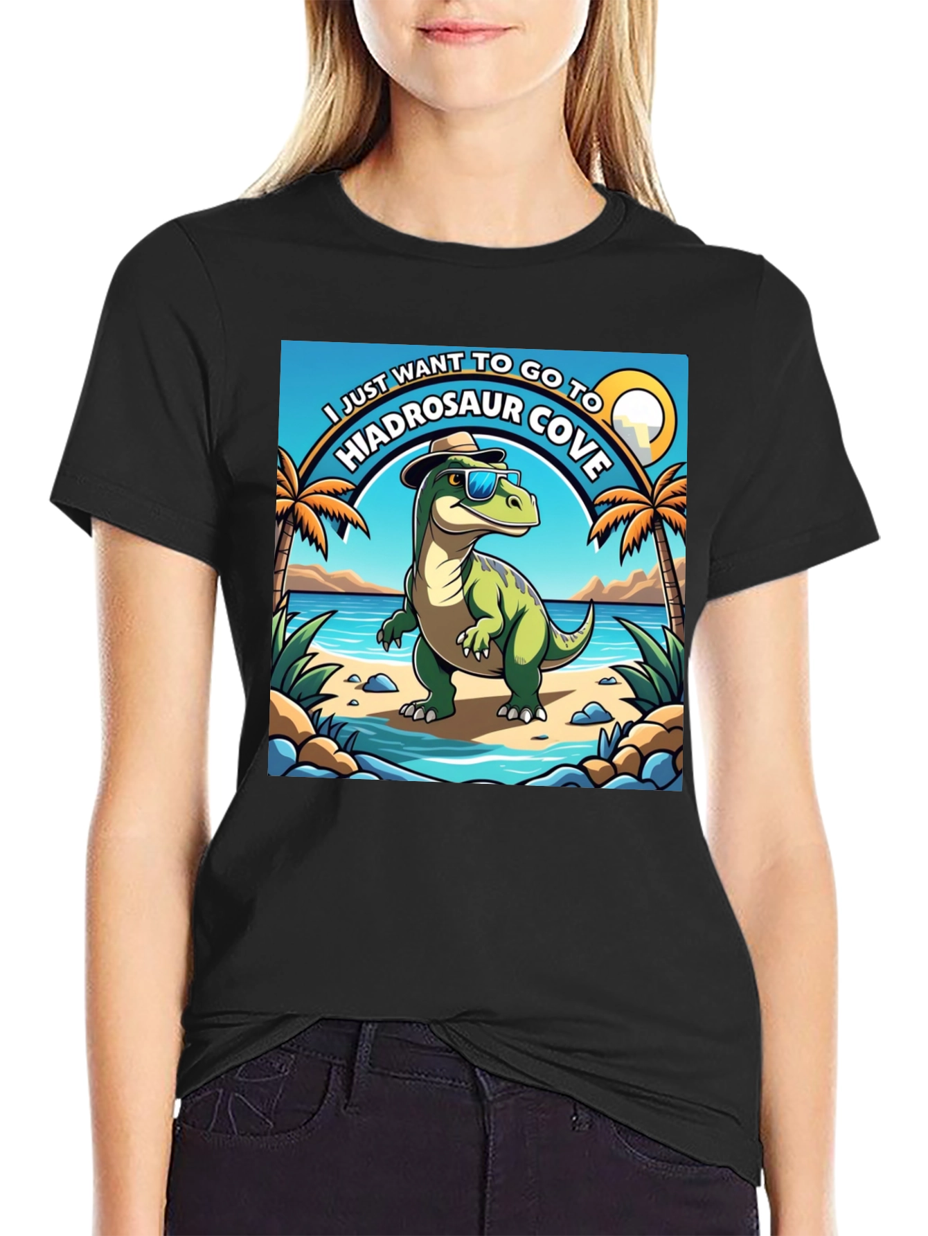Hiadrosaur Cove T-Shirt: Dinosaur Beach Vacation Tee