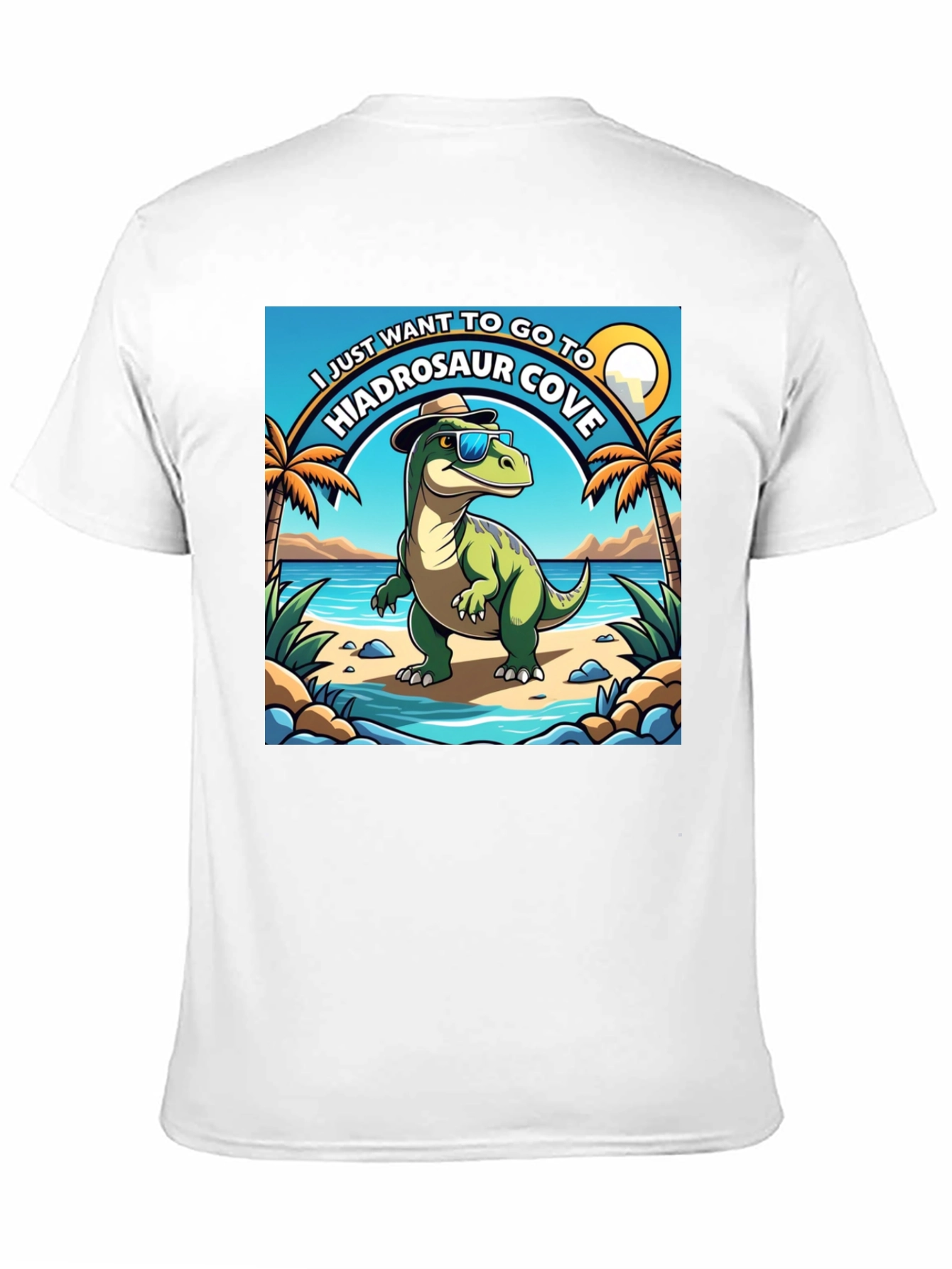 Hiadrosaur Cove T-Shirt: Dinosaur Beach Vacation Tee