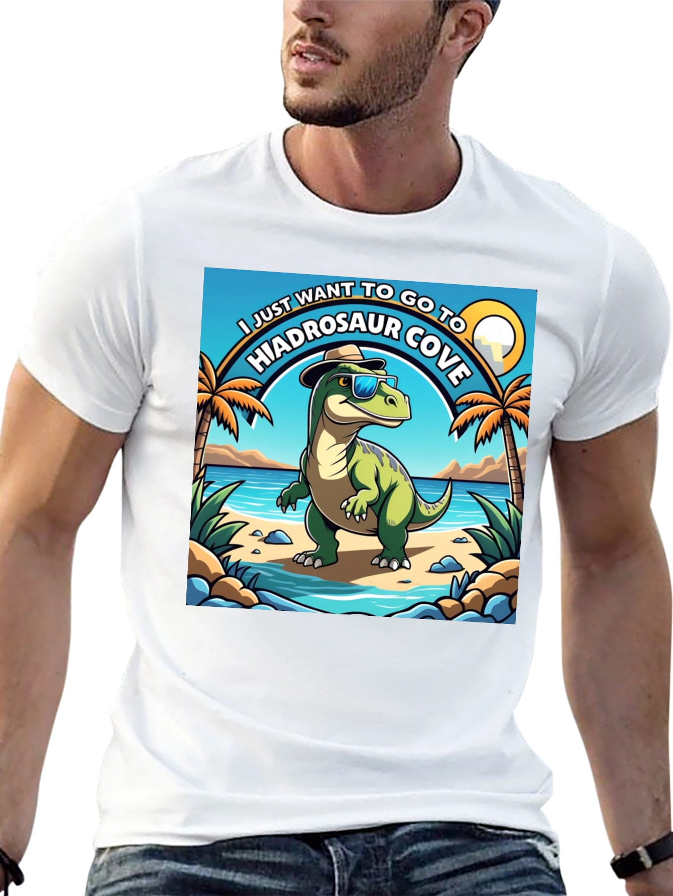 Hiadrosaur Cove T-Shirt: Dinosaur Beach Vacation Tee