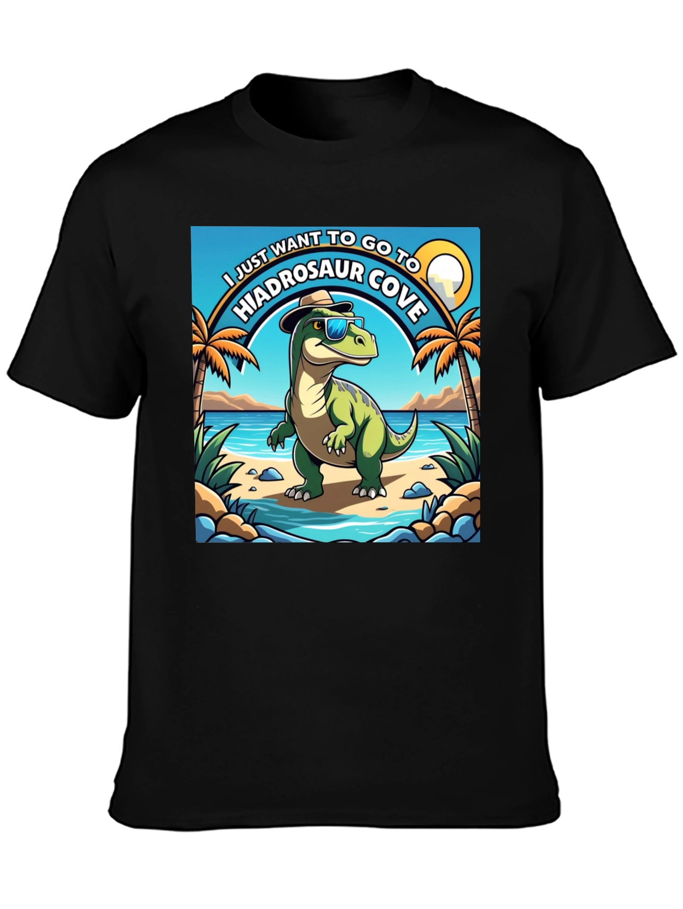 Hiadrosaur Cove T-Shirt: Dinosaur Beach Vacation Tee