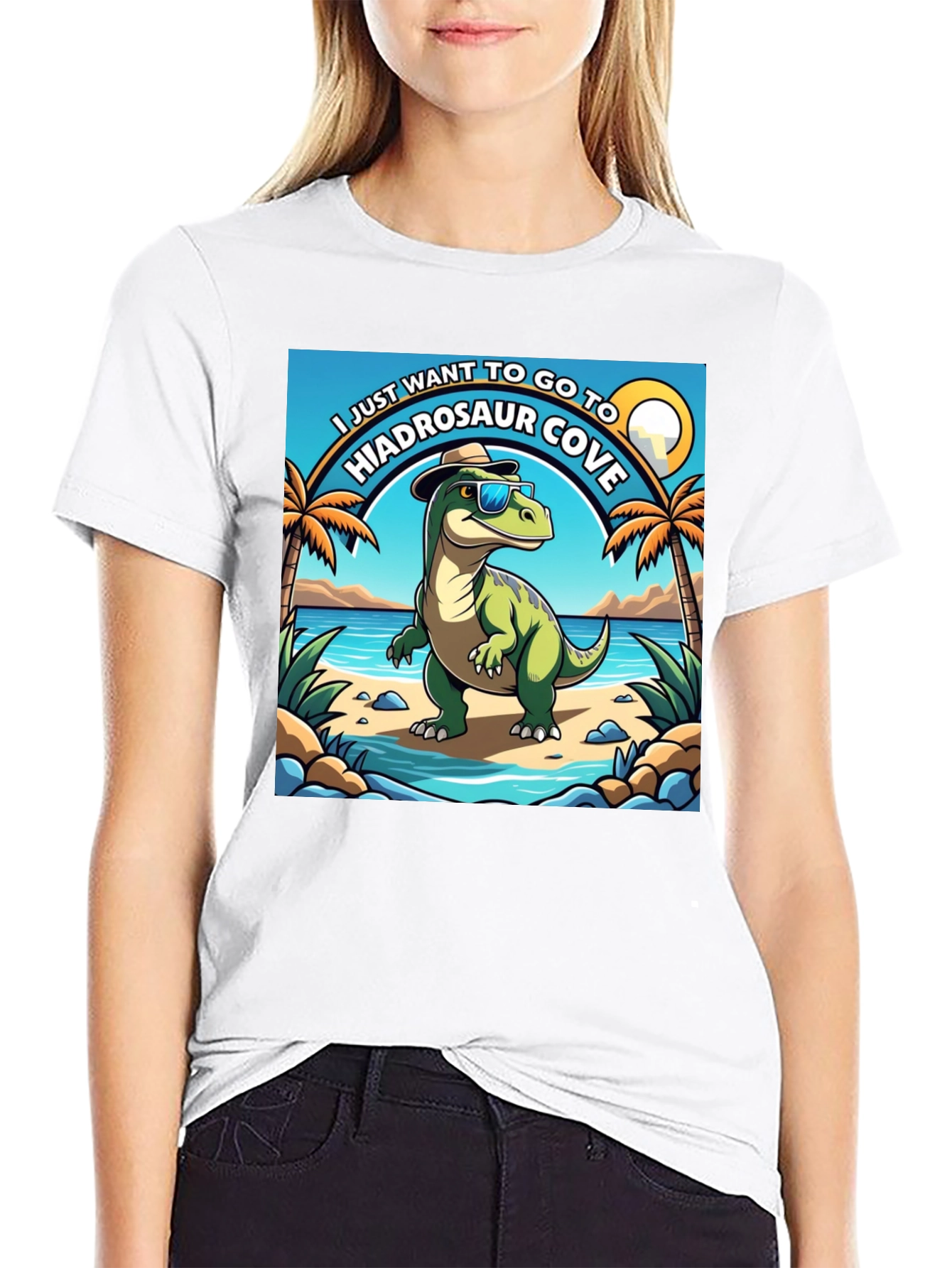 Hiadrosaur Cove T-Shirt: Dinosaur Beach Vacation Tee