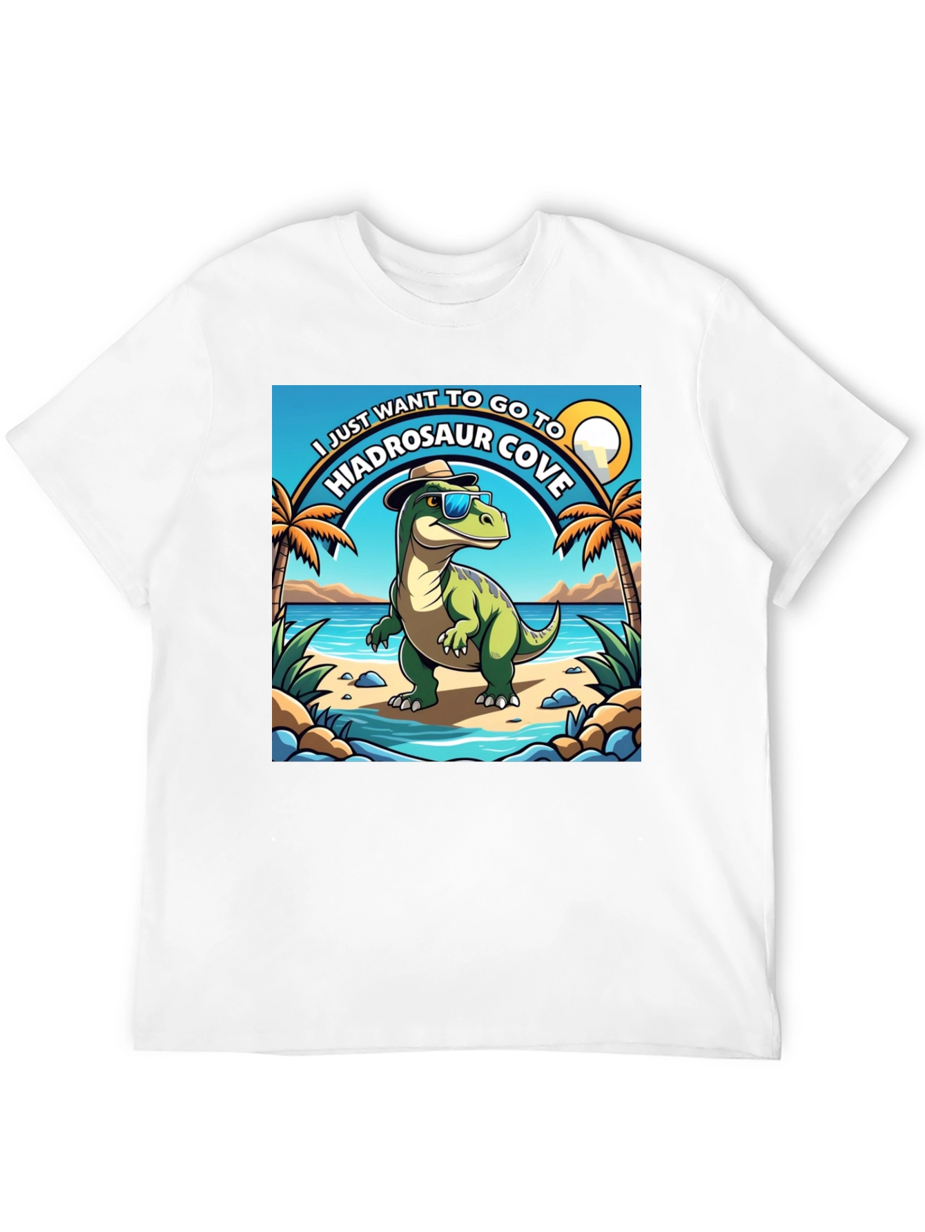 Hiadrosaur Cove T-Shirt: Dinosaur Beach Vacation Tee