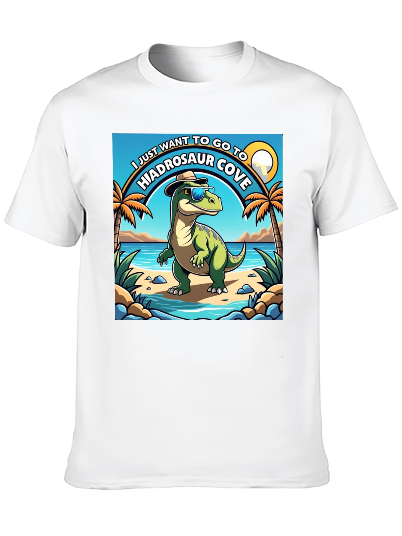 Hiadrosaur Cove T-Shirt: Dinosaur Beach Vacation Tee
