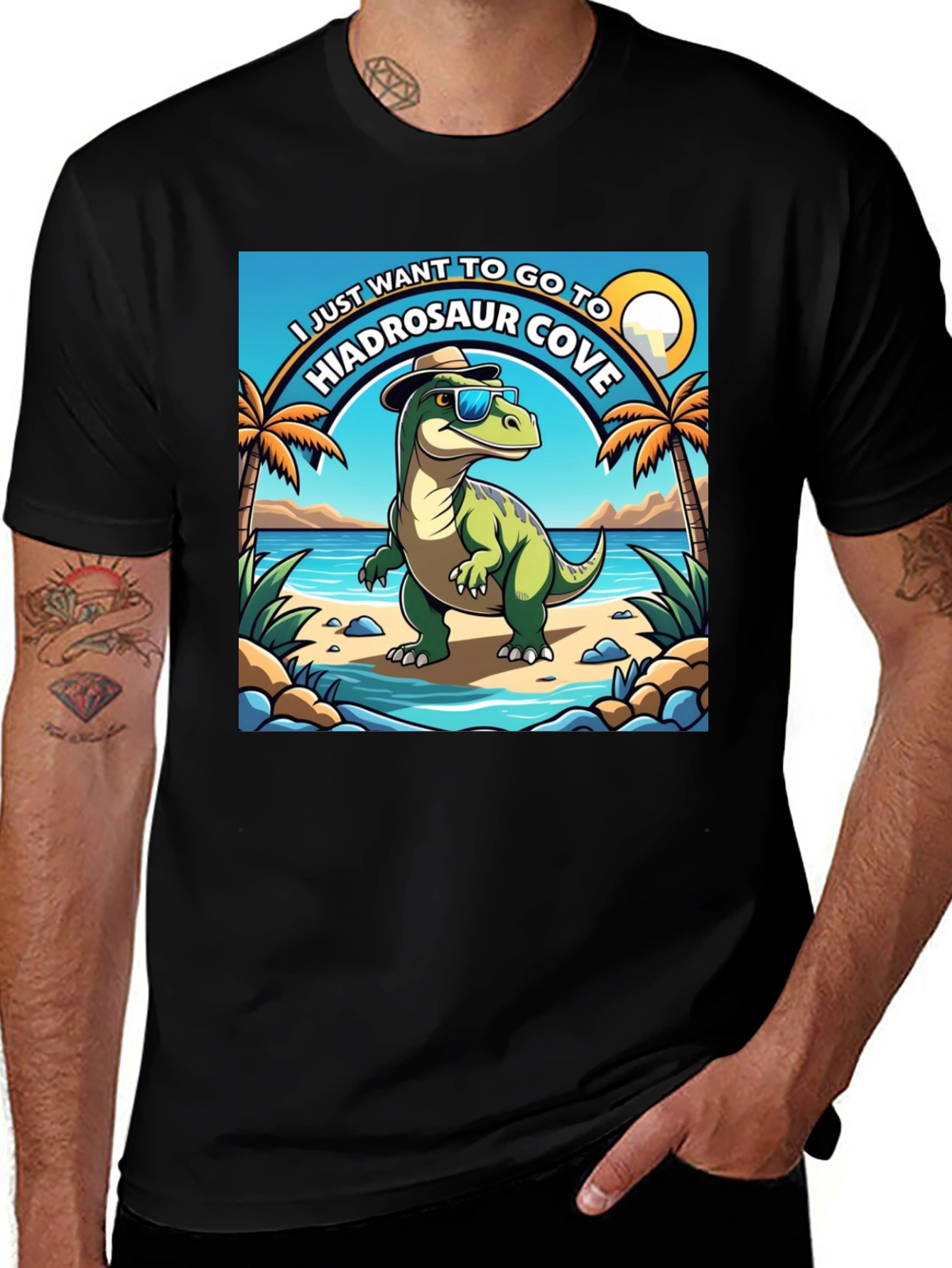 Hiadrosaur Cove T-Shirt: Dinosaur Beach Vacation Tee