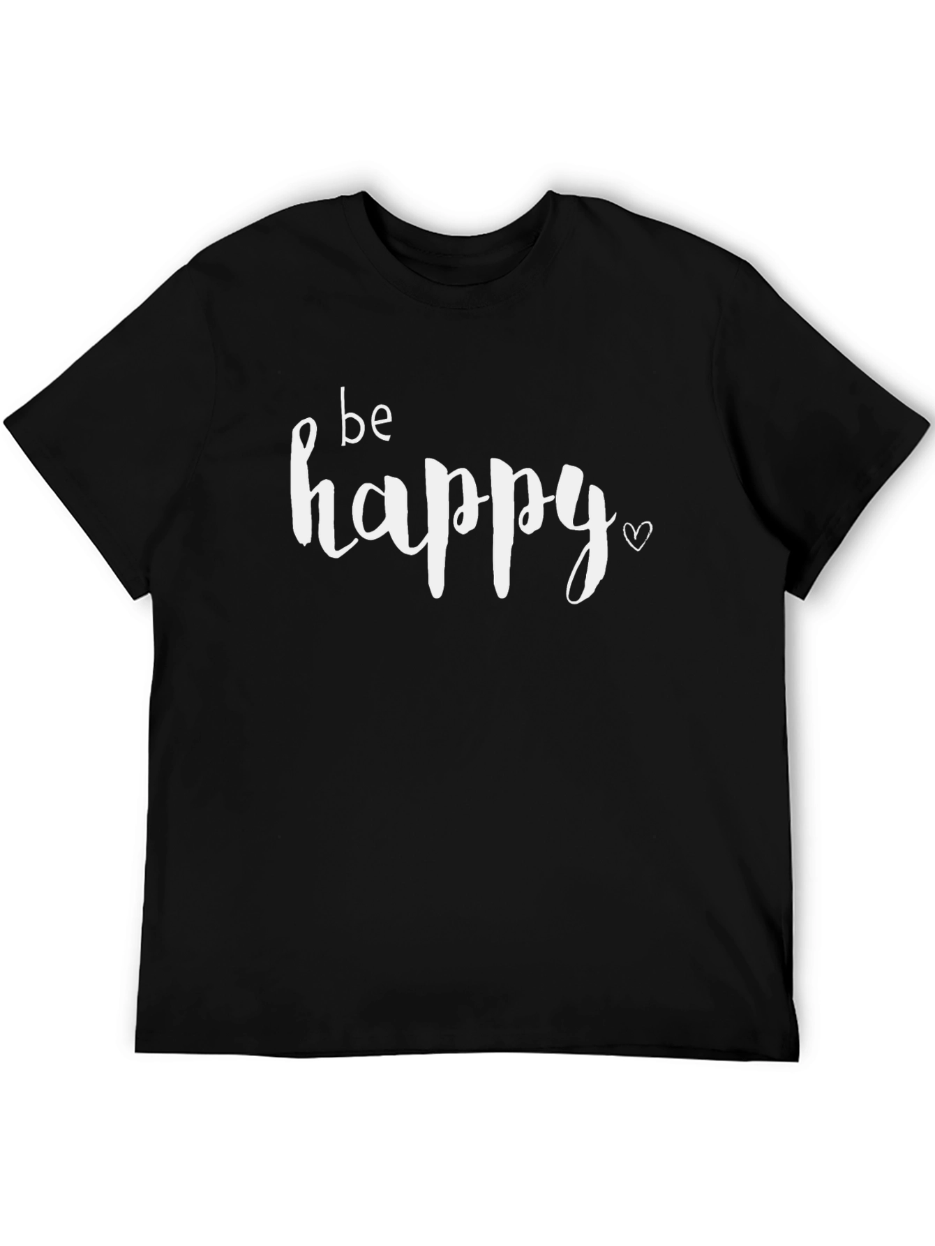 Be Happy Graphic Tee - Black Casual T-Shirt