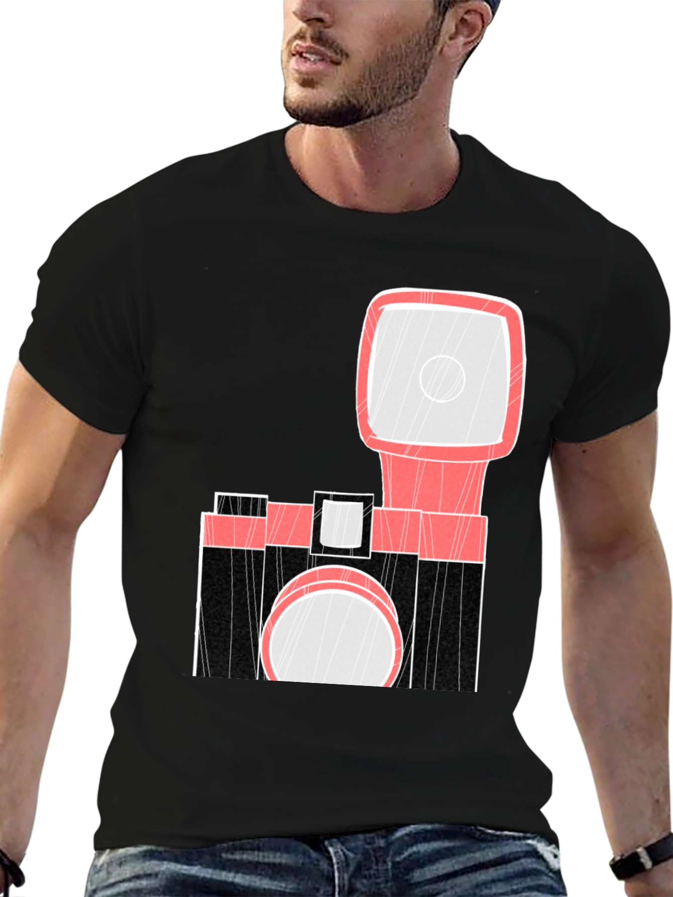 Retro Camera Graphic Tee - Black
