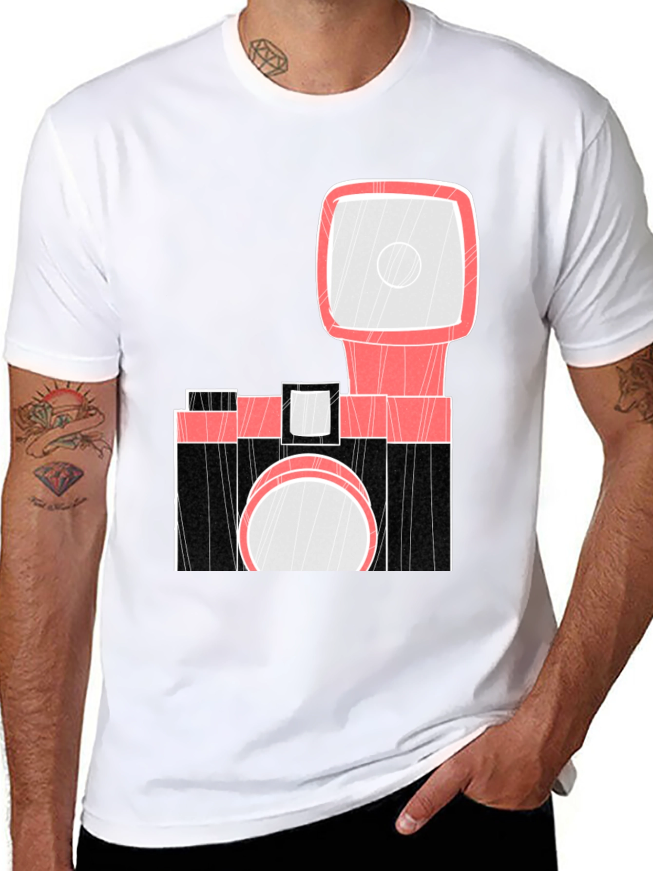 Retro Camera Graphic Tee - Black