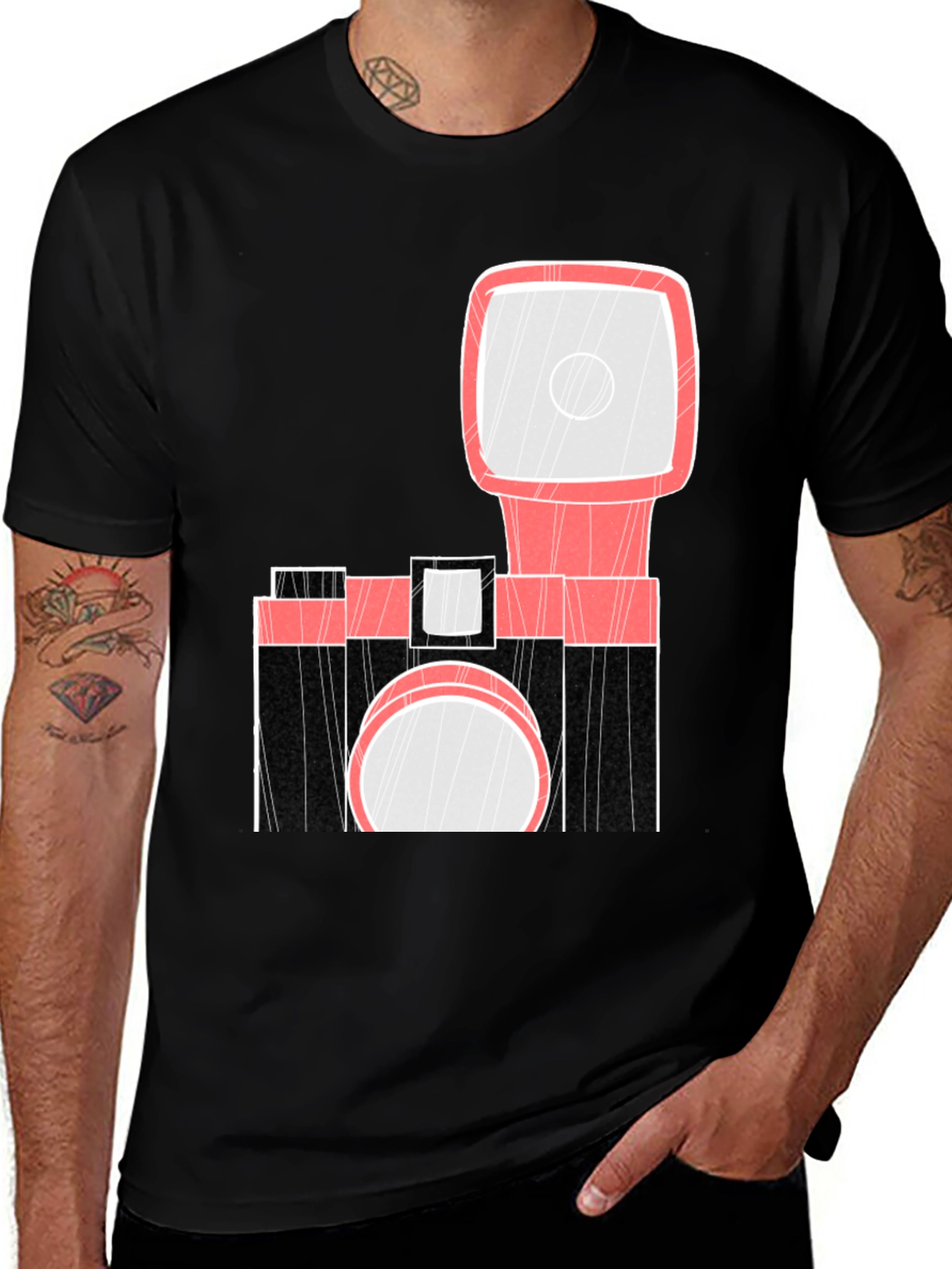 Retro Camera Graphic Tee - Black