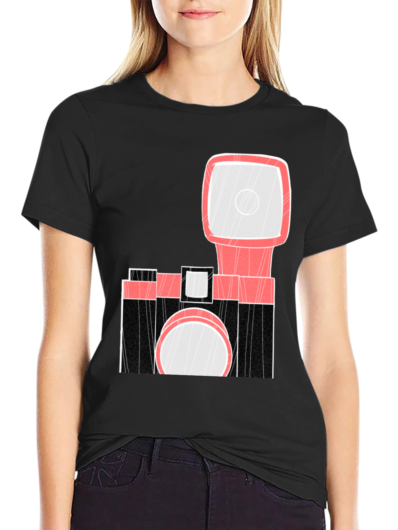 Retro Camera Graphic Tee - Black