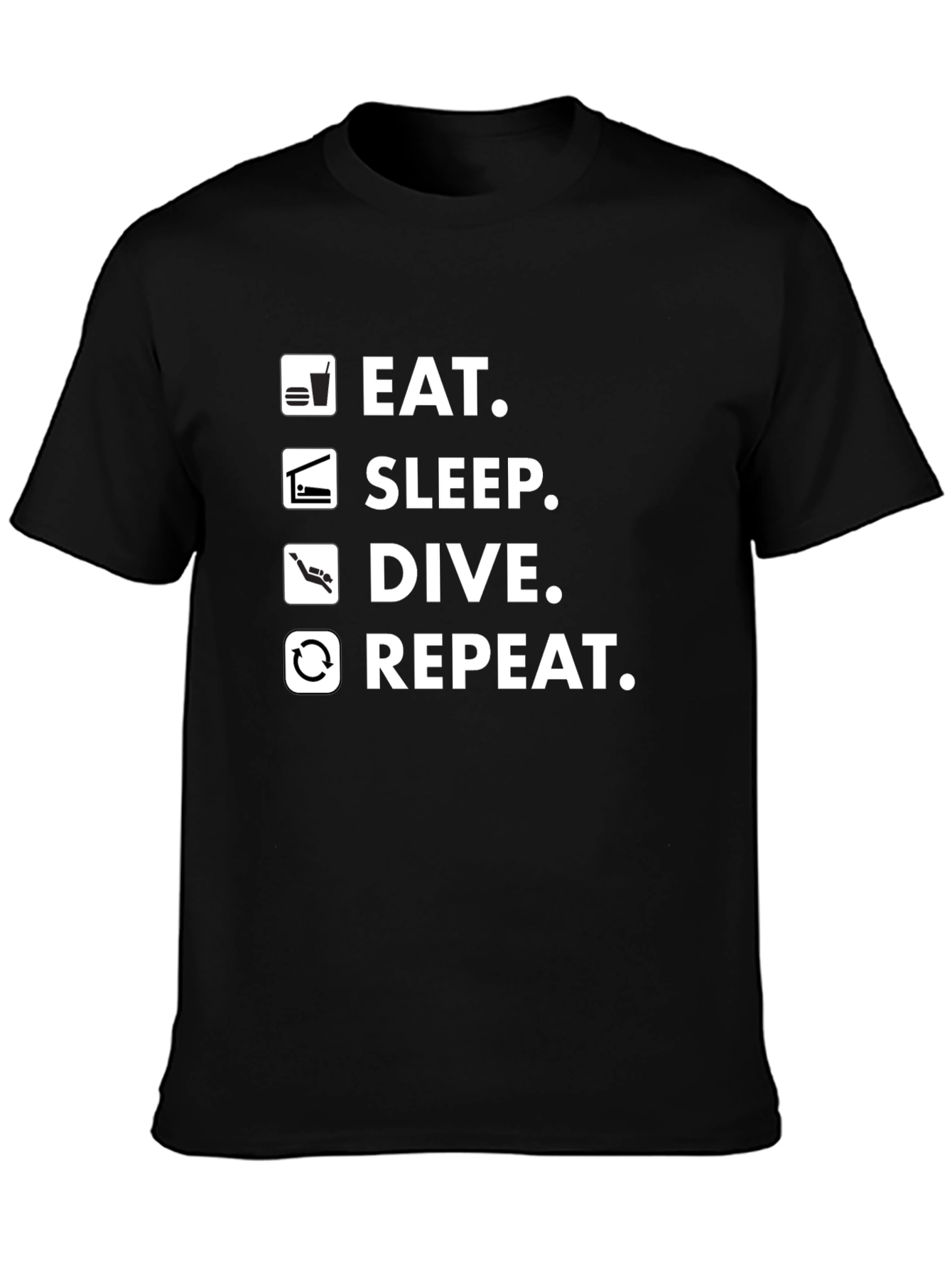 Eat Sleep Dive Repeat Black T-Shirt