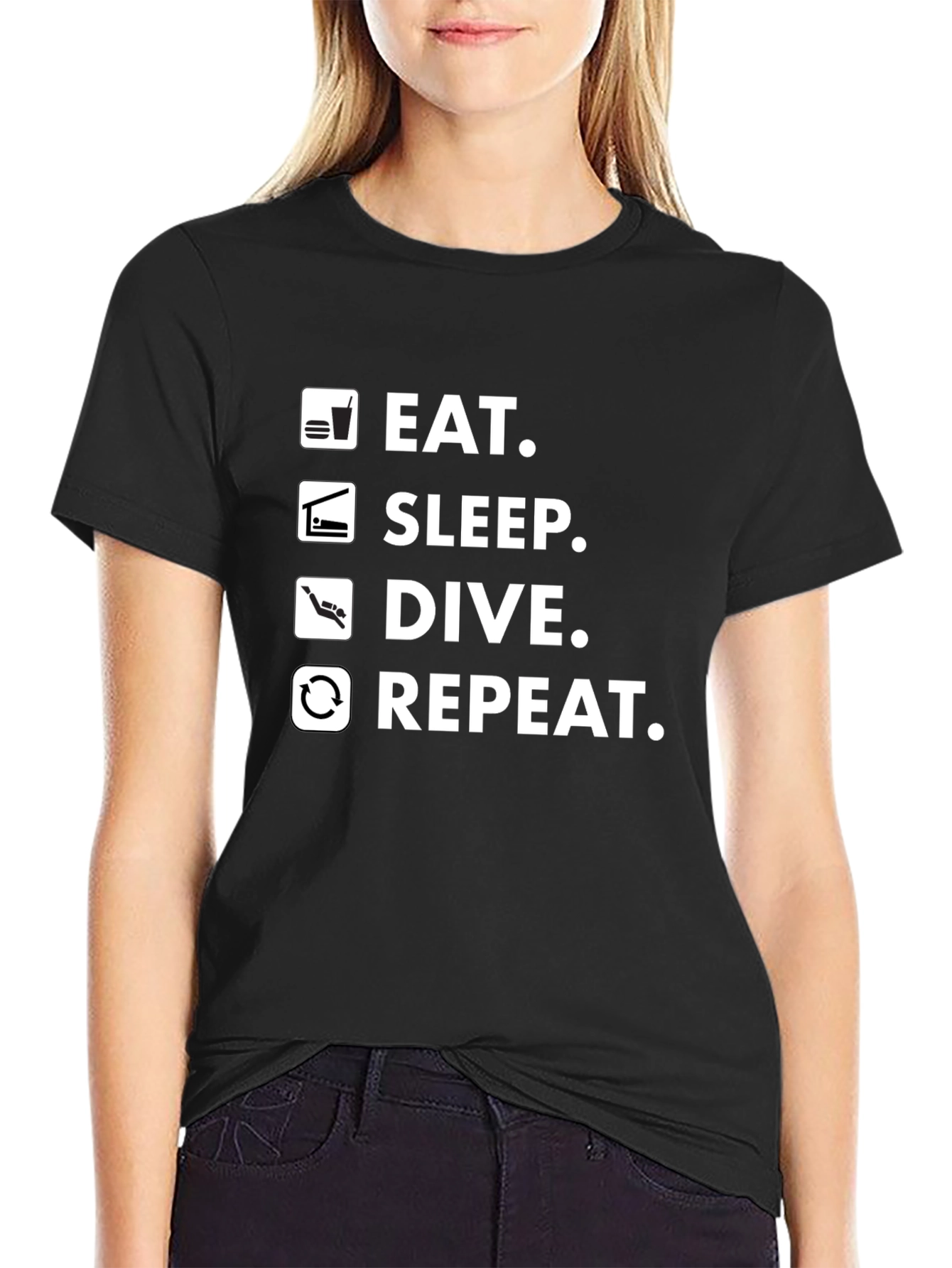 Eat Sleep Dive Repeat Black T-Shirt