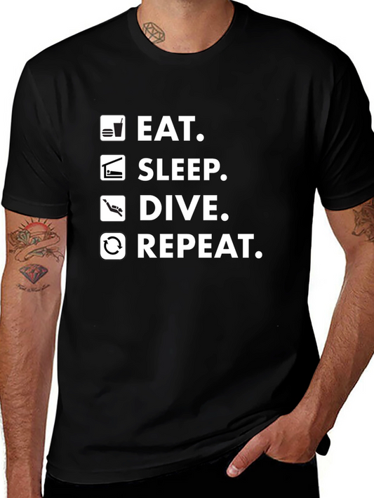Eat Sleep Dive Repeat Black T-Shirt