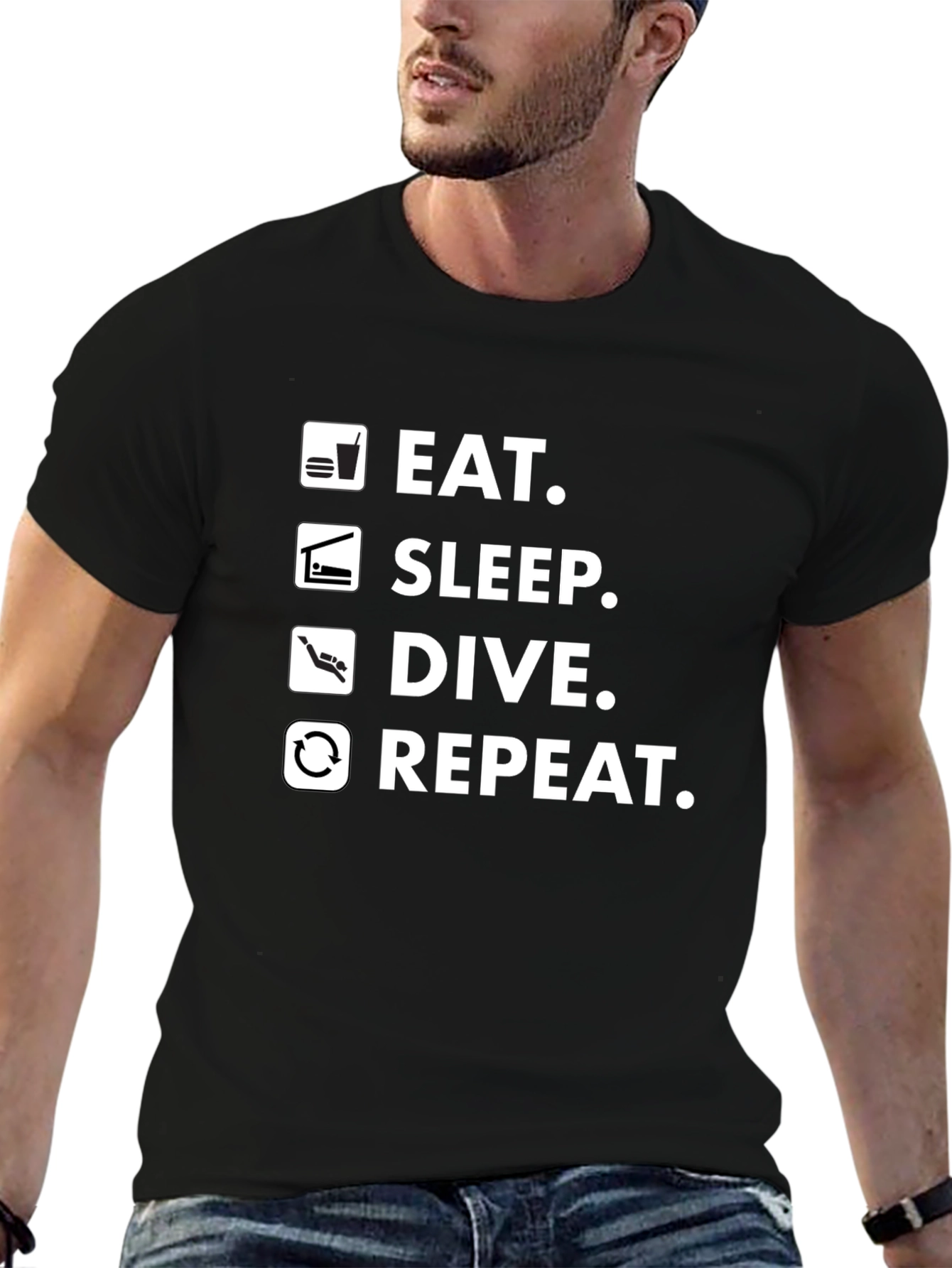 Eat Sleep Dive Repeat Black T-Shirt