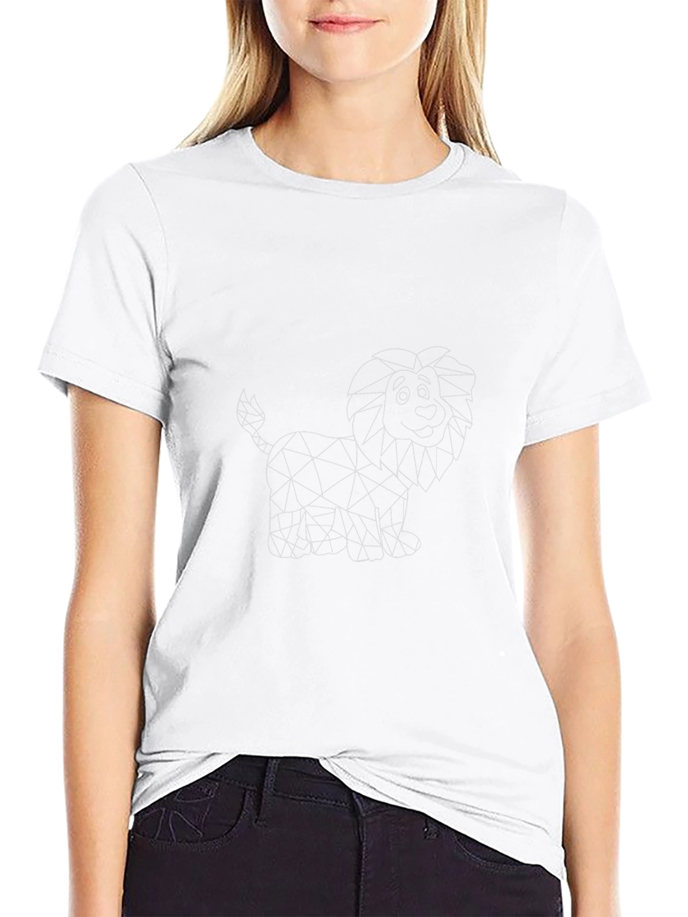 Geometric Lion Graphic Black T-Shirt
