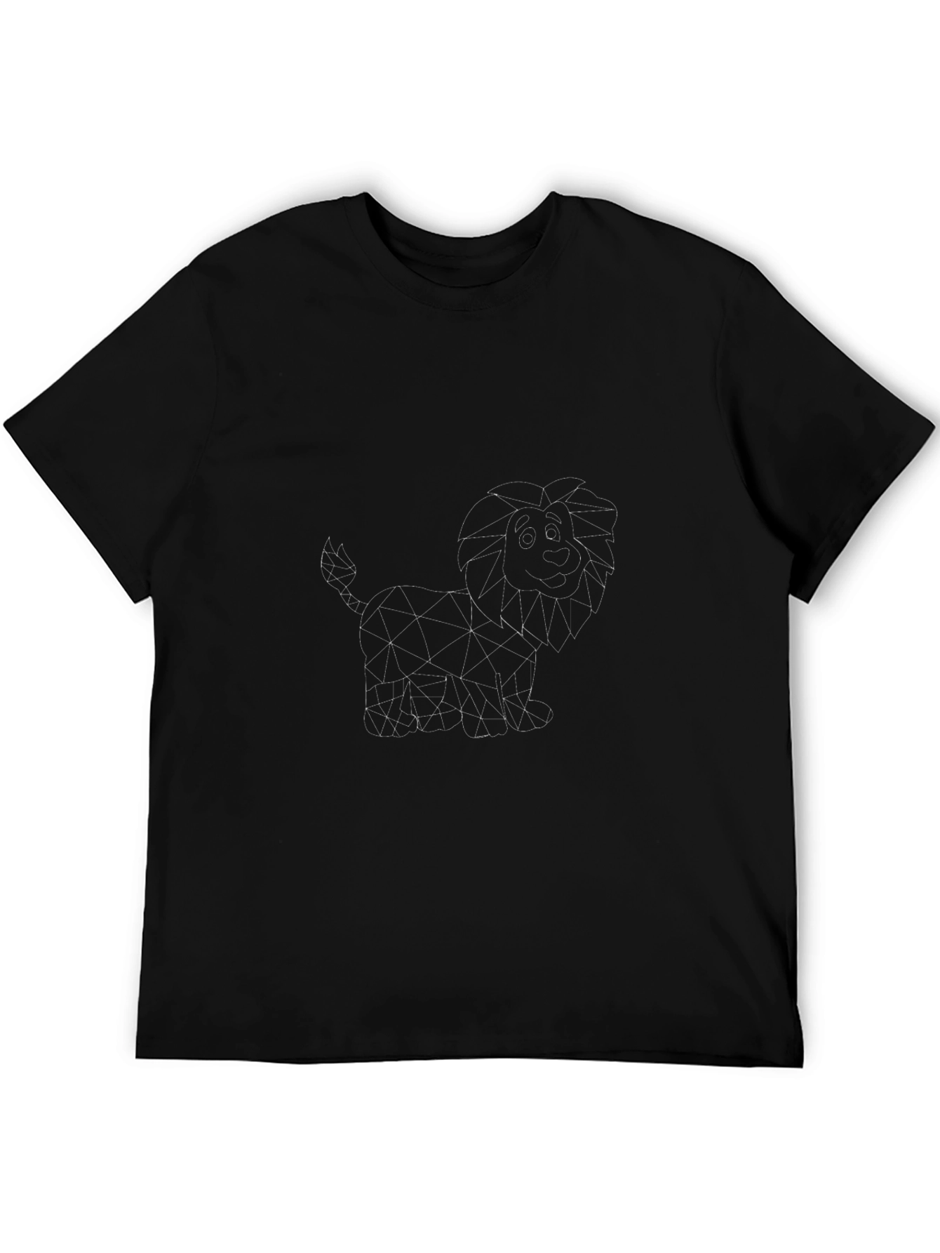 Geometric Lion Graphic Black T-Shirt