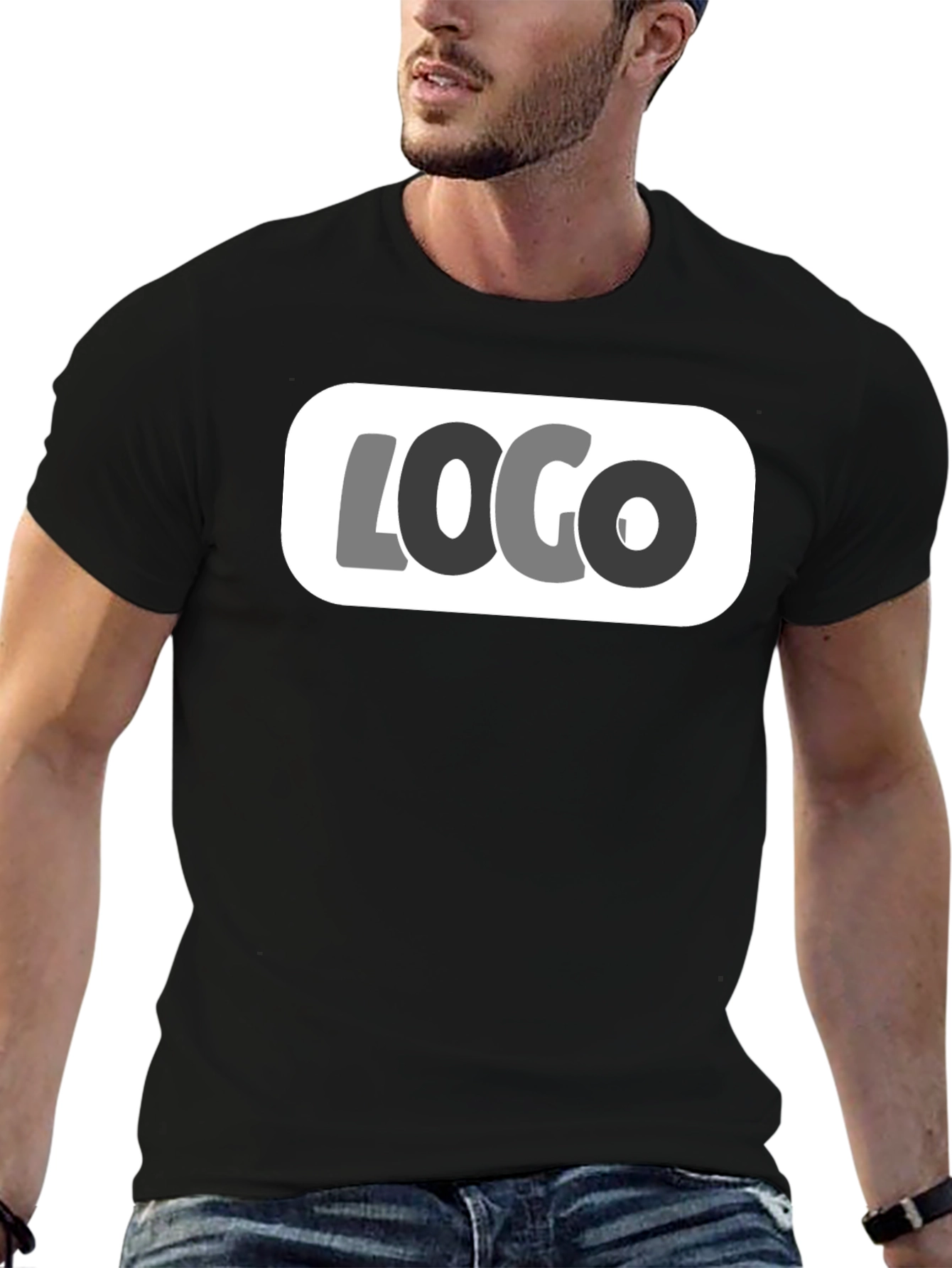 Black Graphic Tee - Modern Logo Design