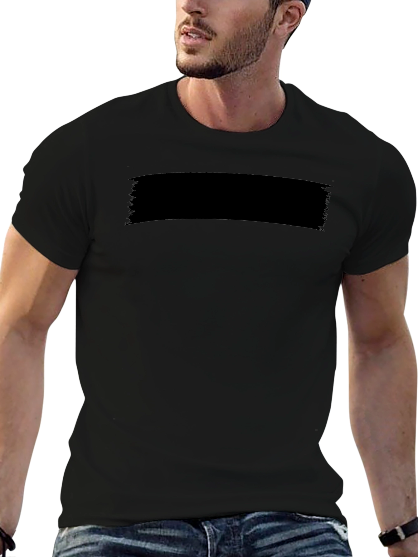 Mens Solid Black Crew Neck Short Sleeve T-Shirt