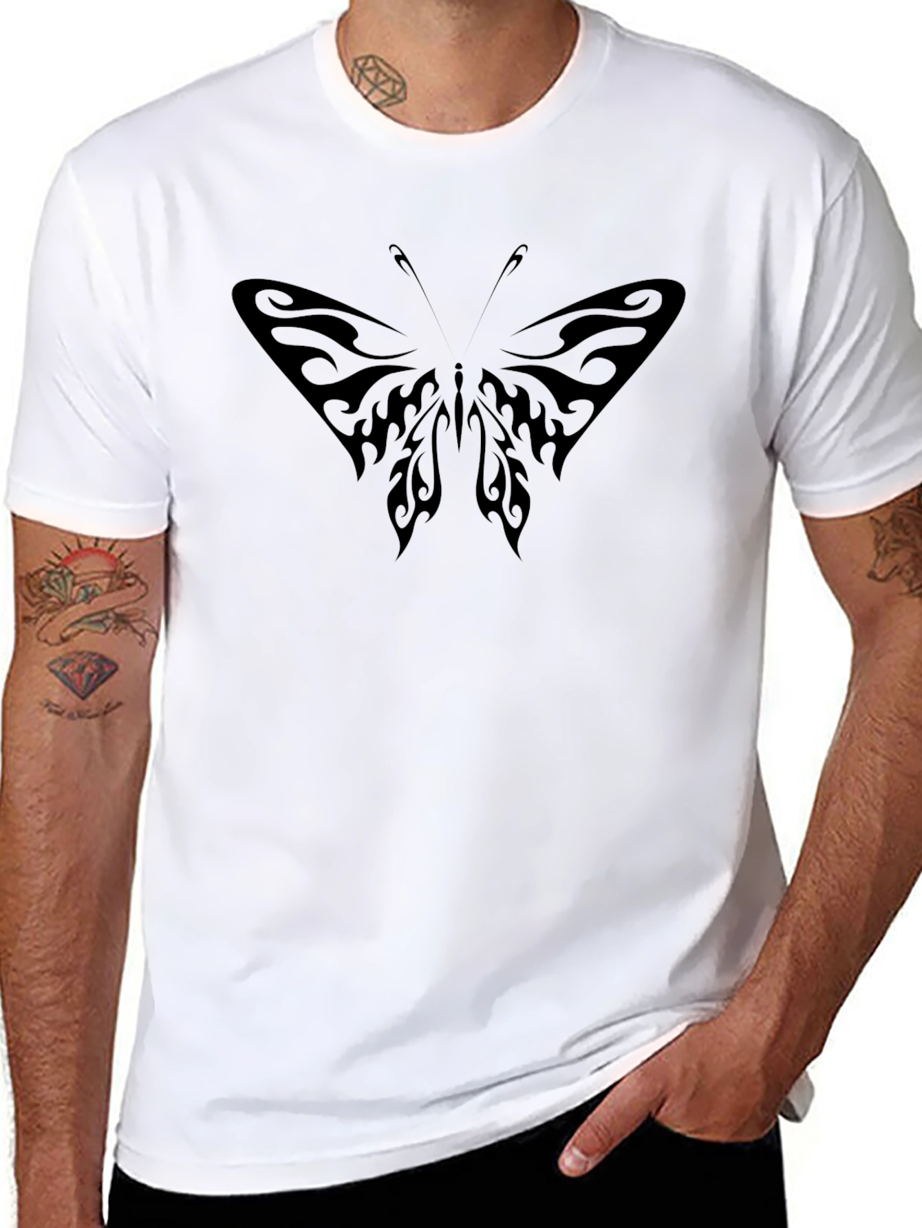 Black Butterfly Graphic Tee - Mens