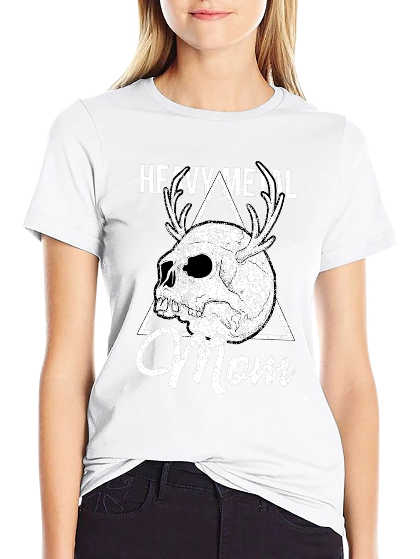 Heavy Metal Mom T-Shirt with Skull & Antlers