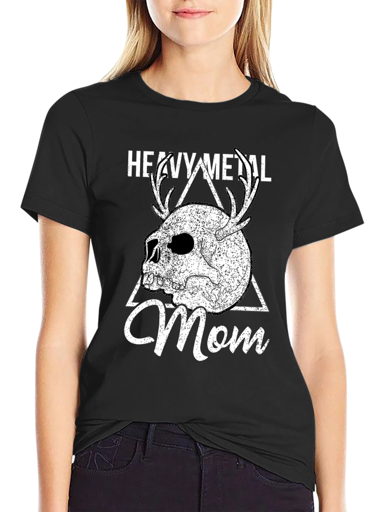 Heavy Metal Mom T-Shirt with Skull & Antlers
