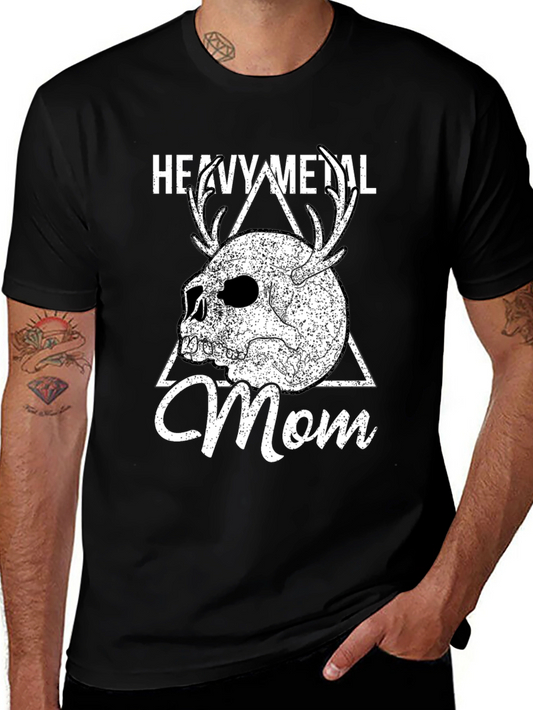 Heavy Metal Mom T-Shirt with Skull & Antlers