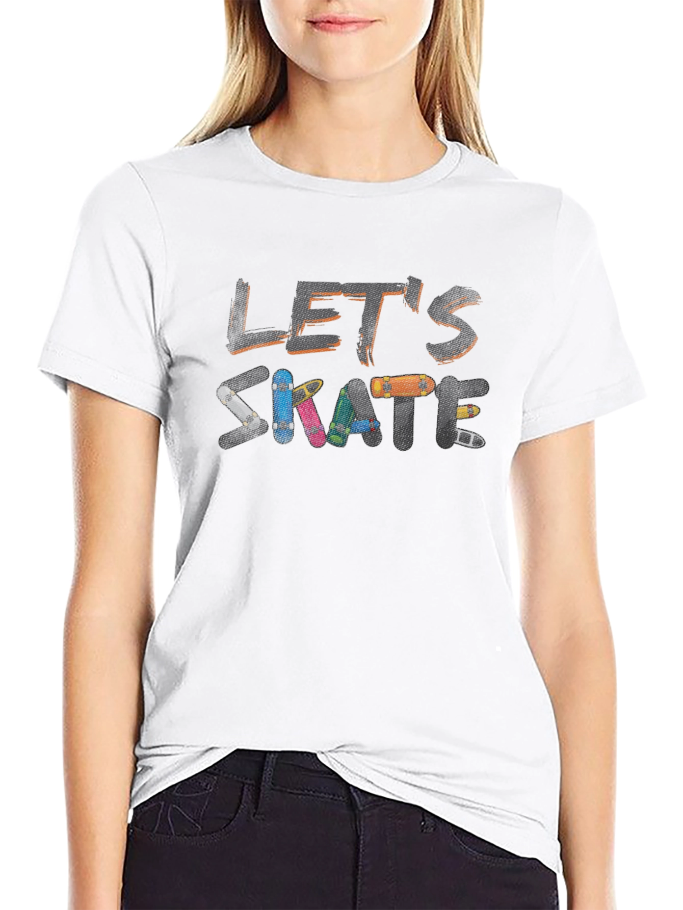 Lets Skate Skateboard Graphic Tee - Black