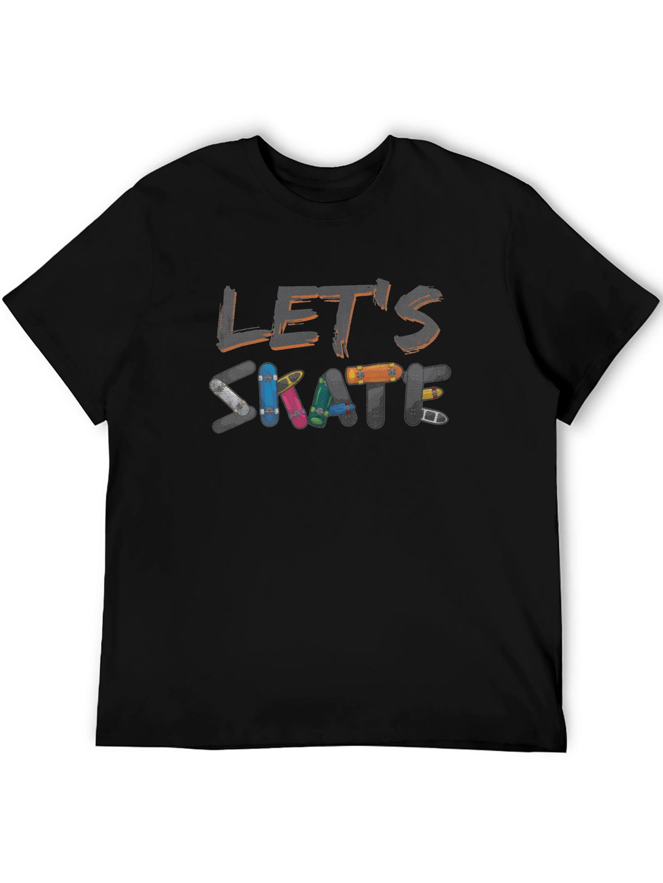 Lets Skate Skateboard Graphic Tee - Black