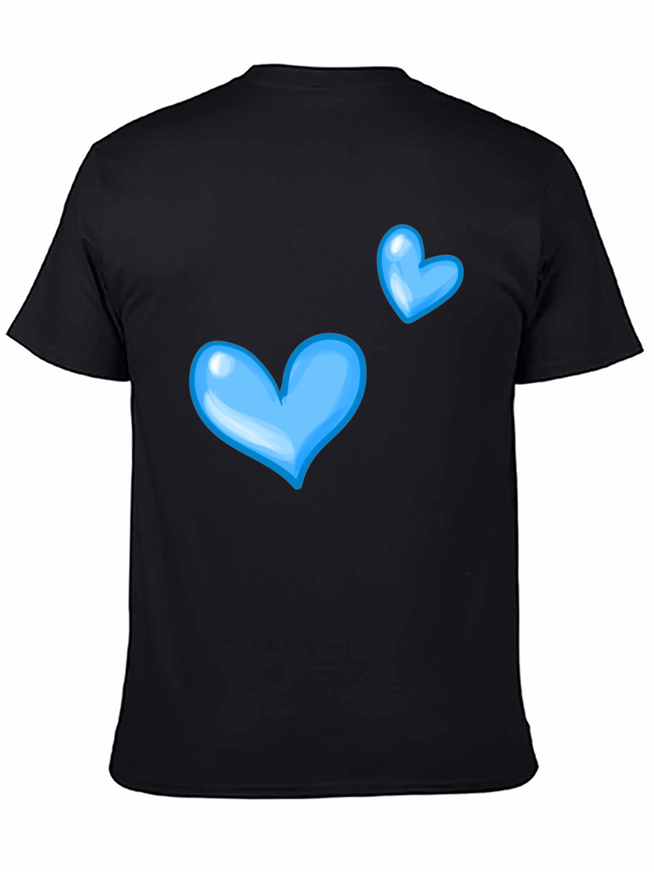 Blue Hearts Black T-Shirt for Casual Wear