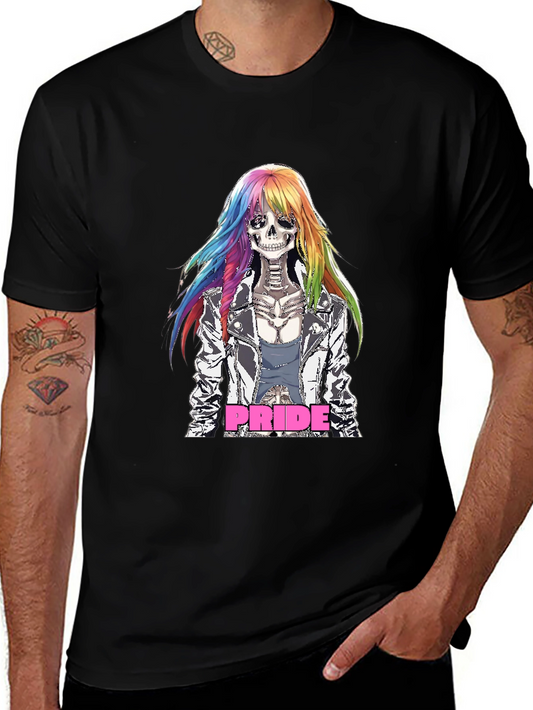 Pride Skeleton T-Shirt - Rainbow Hair