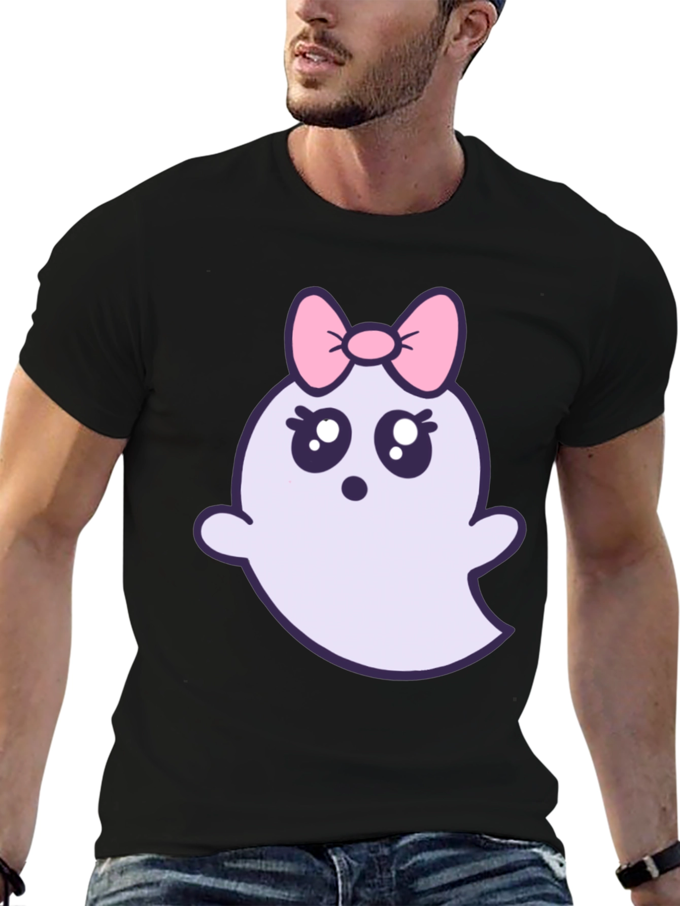 Cute Ghost with Bow T-Shirt - Halloween Apparel