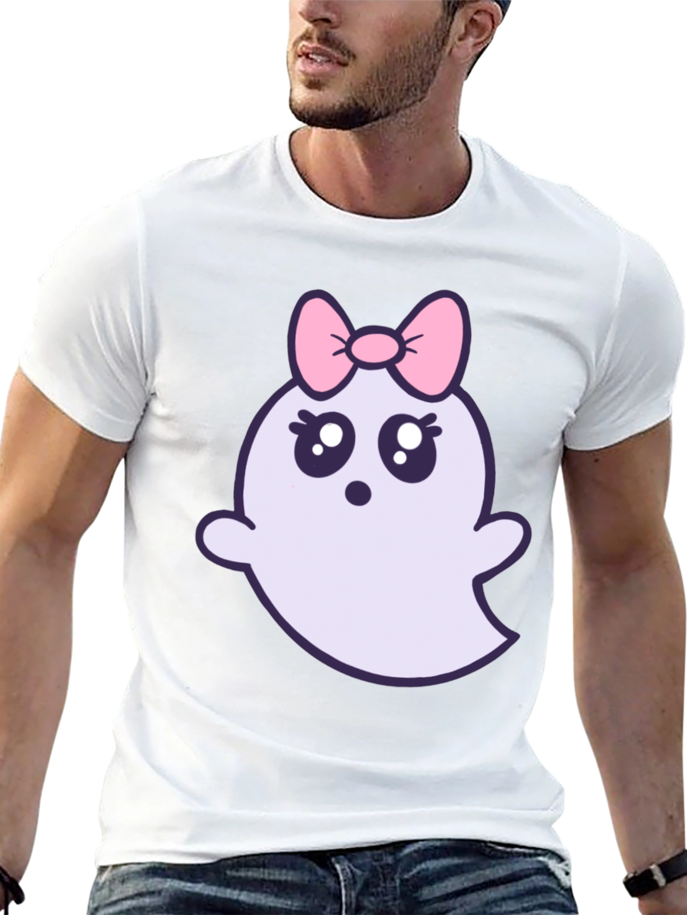 Cute Ghost with Bow T-Shirt - Halloween Apparel