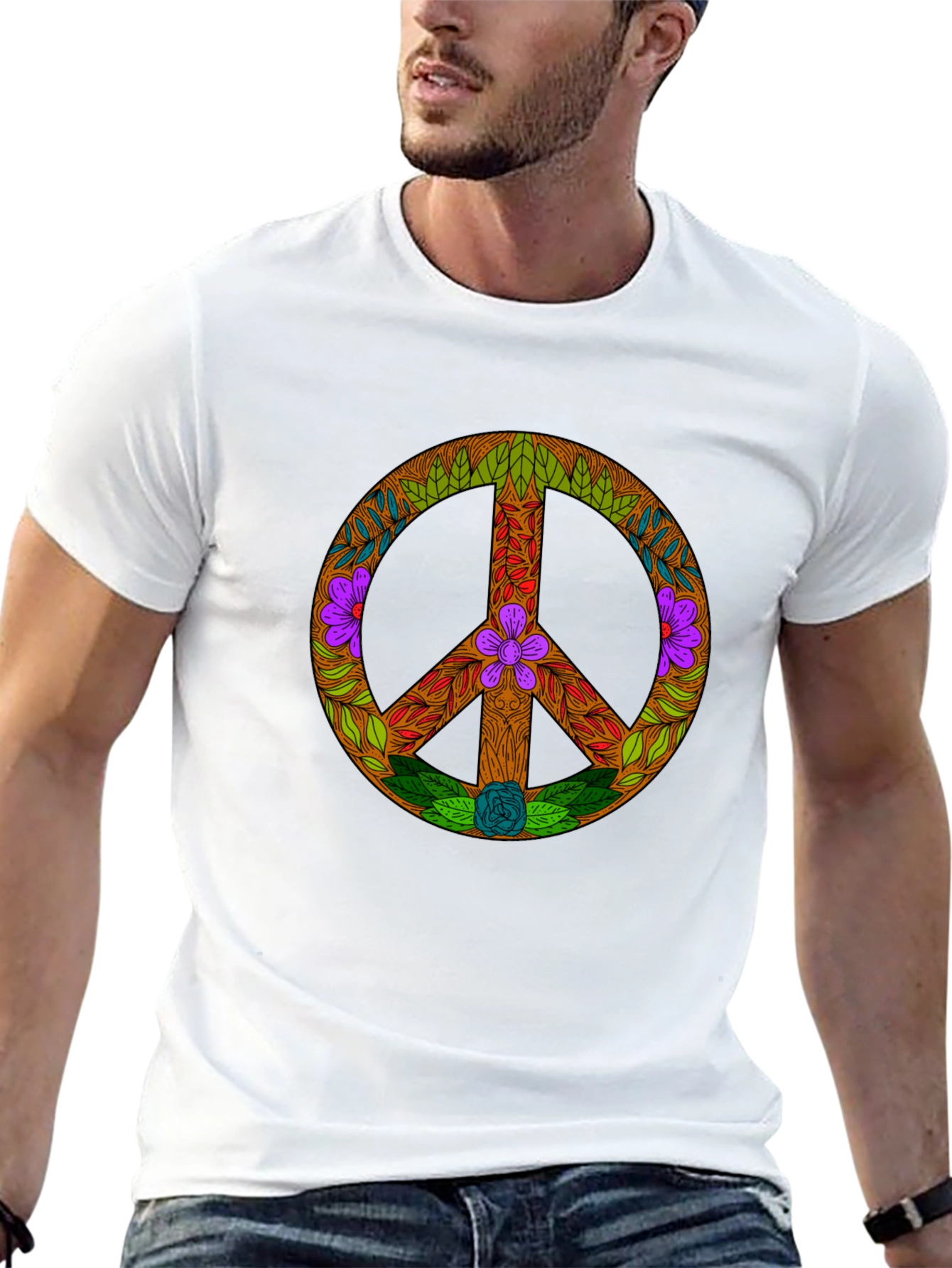 Floral Peace Sign Graphic Tee - Unisex