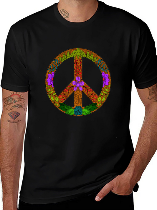 Floral Peace Sign Graphic Tee - Unisex