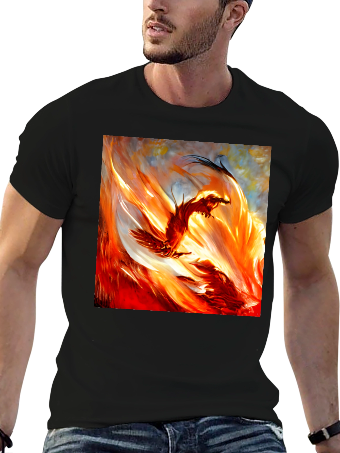 Fiery Phoenix Graphic T-Shirt - Bold and Unique Design