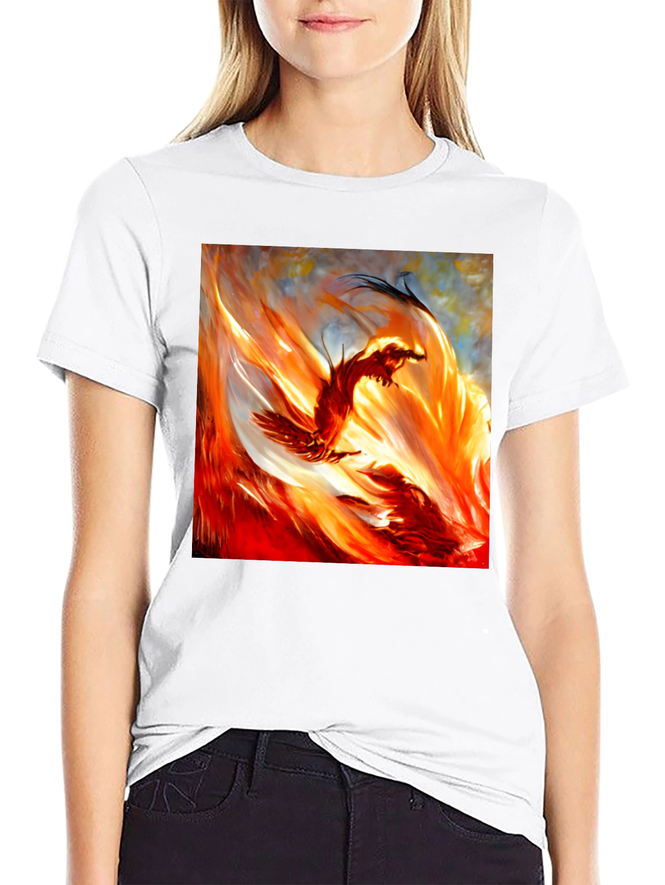 Fiery Phoenix Graphic T-Shirt - Bold and Unique Design